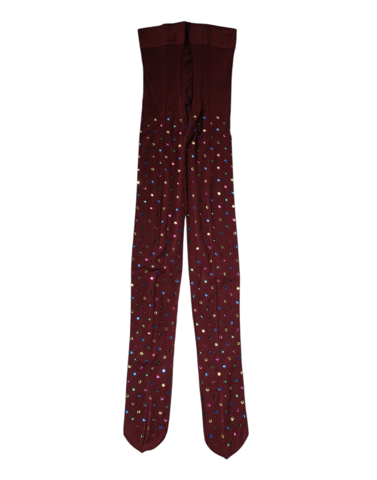 Dolce & Gabbana Kastanienbraune Nylon Strumpfhose mit Kristallverzierung