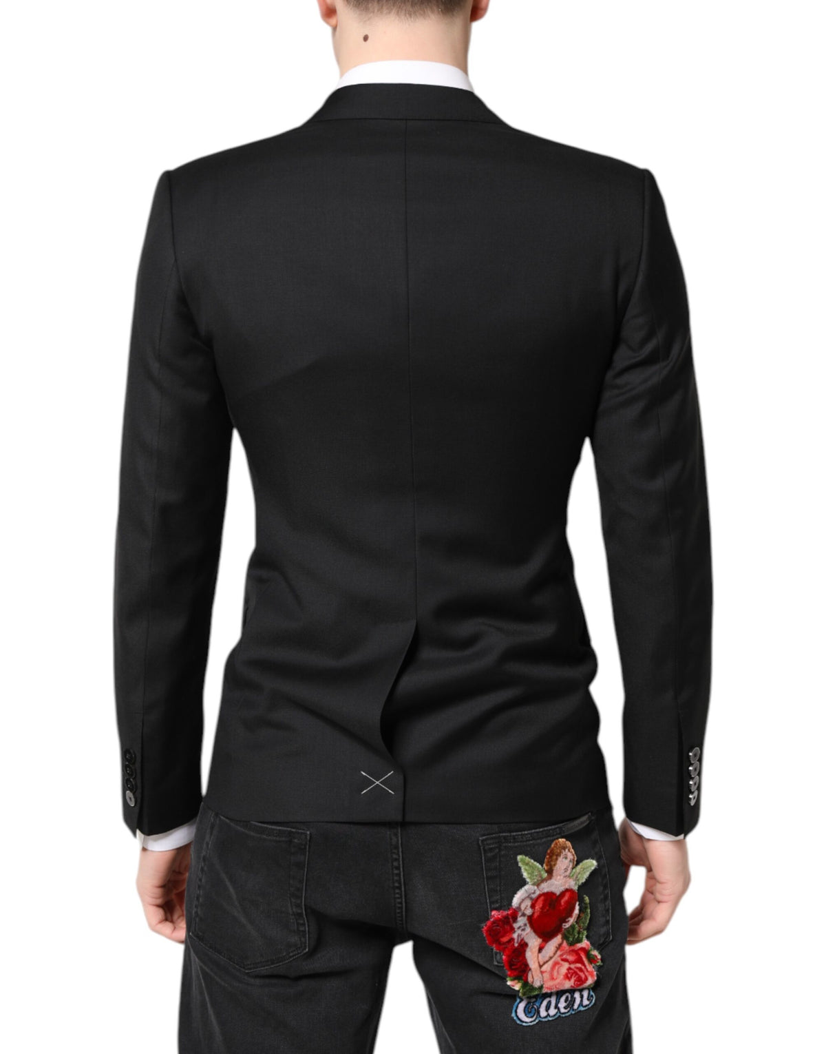 Dolce & Gabbana Schwarzer MARTINI Doppelreihiger Mantel Blazer