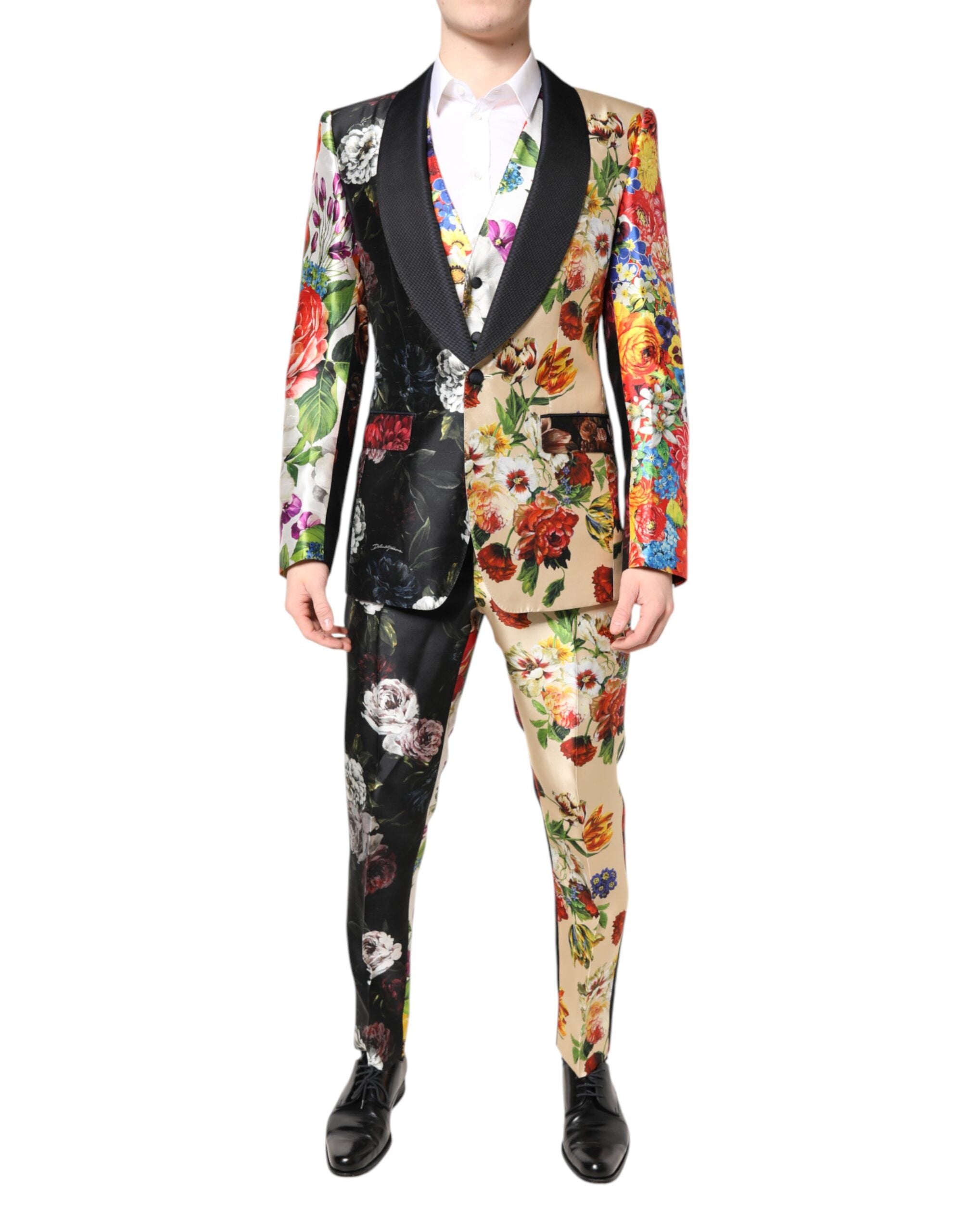 Dolce & Gabbana Multicolor Floral SICILIA Seide 3 Stück Anzug