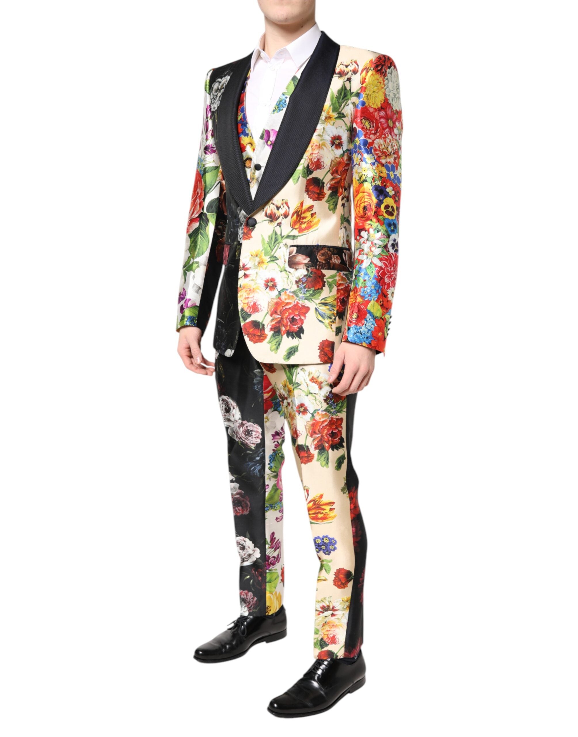 Dolce & Gabbana Multicolor Floral SICILIA Seide 3 Stück Anzug