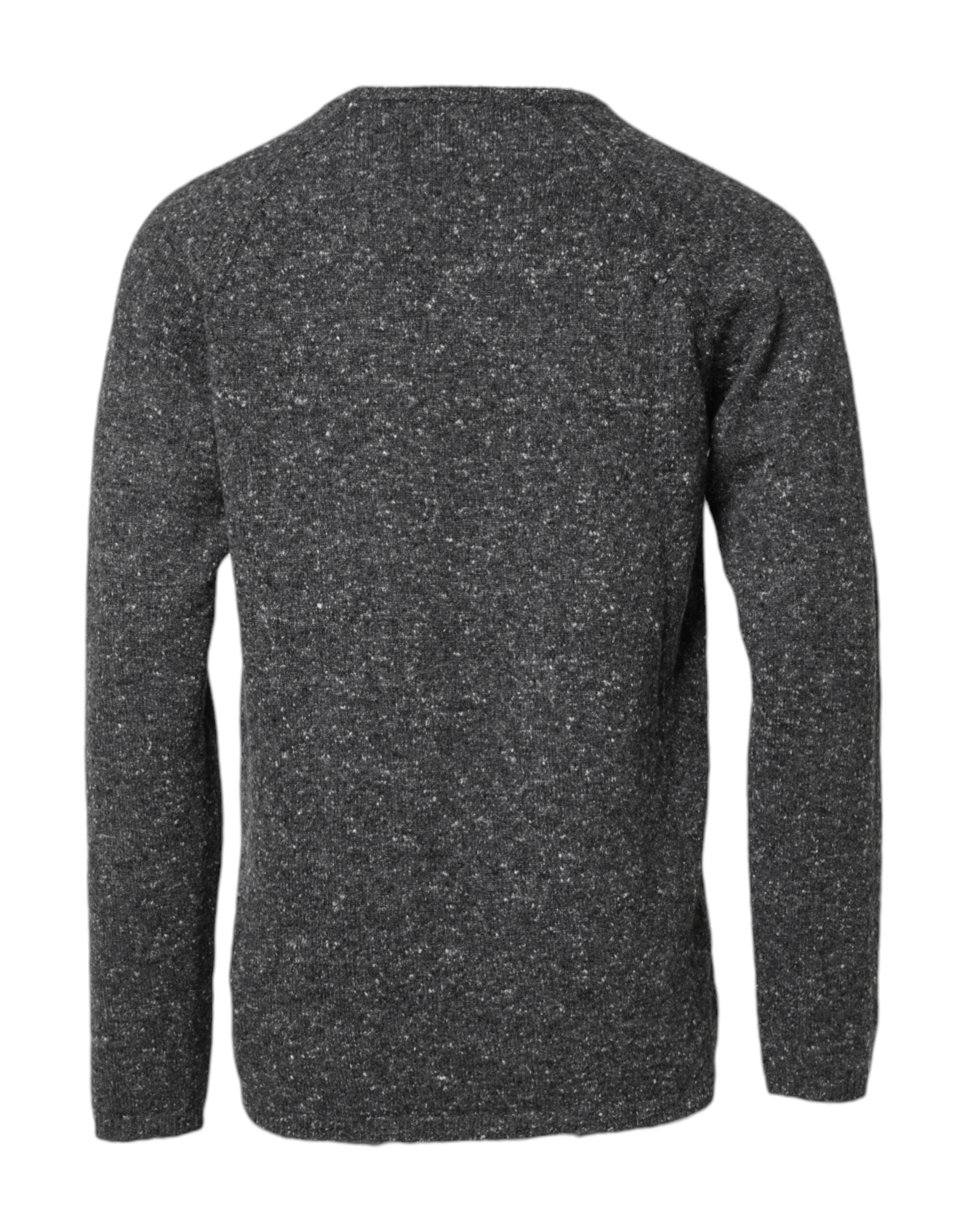 Dolce & Gabbana Grauer Pullover mit Rundhalsausschnitt aus Wolle