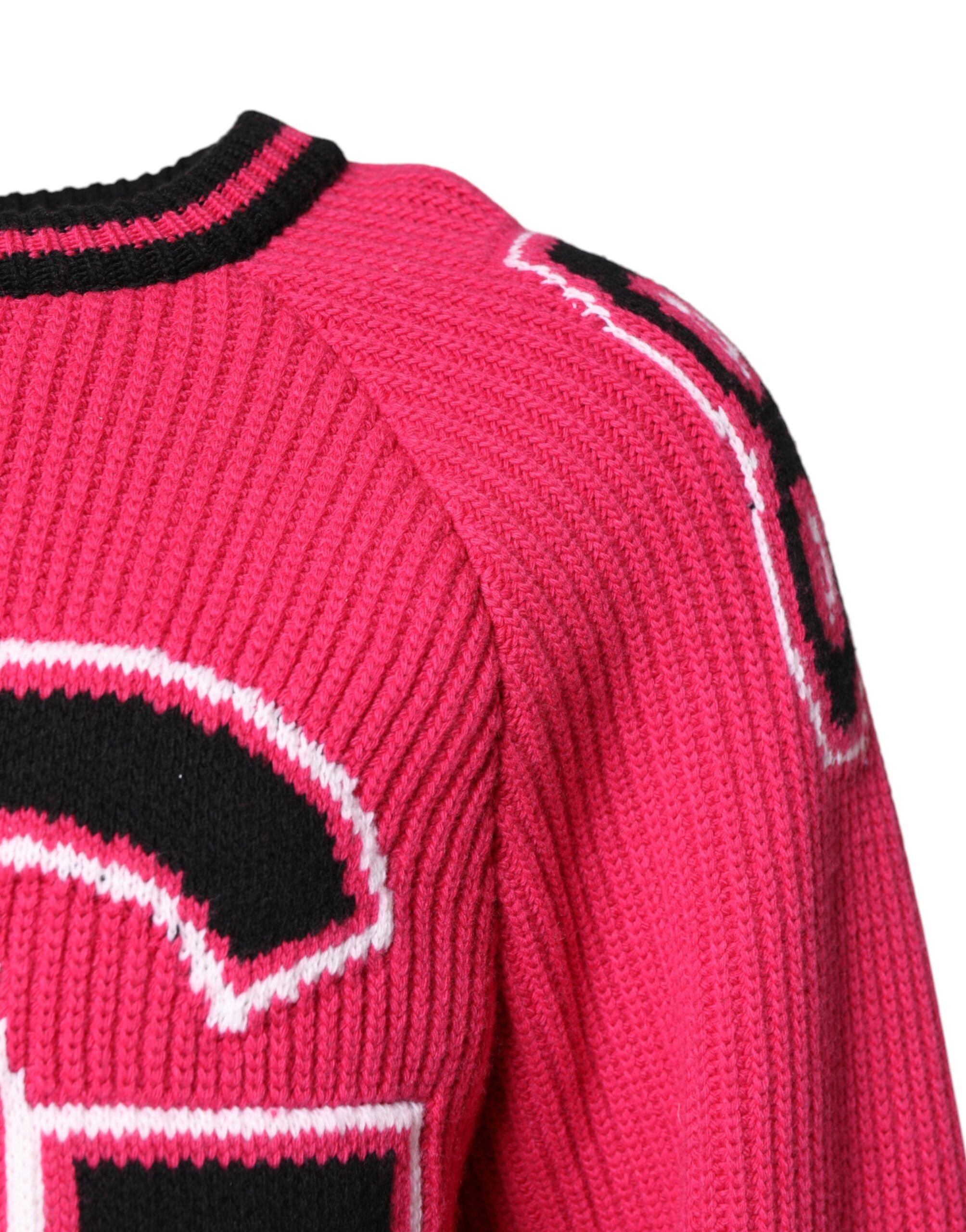 Dolce & Gabbana Rosa Baumwoll-Logo-Print-Strickpullover
