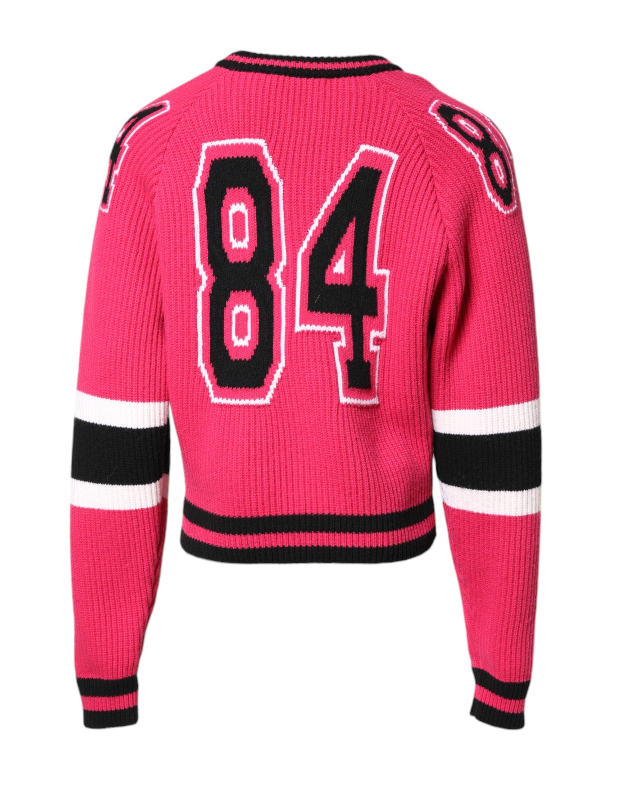 Dolce & Gabbana Rosa Baumwoll-Logo-Print-Strickpullover