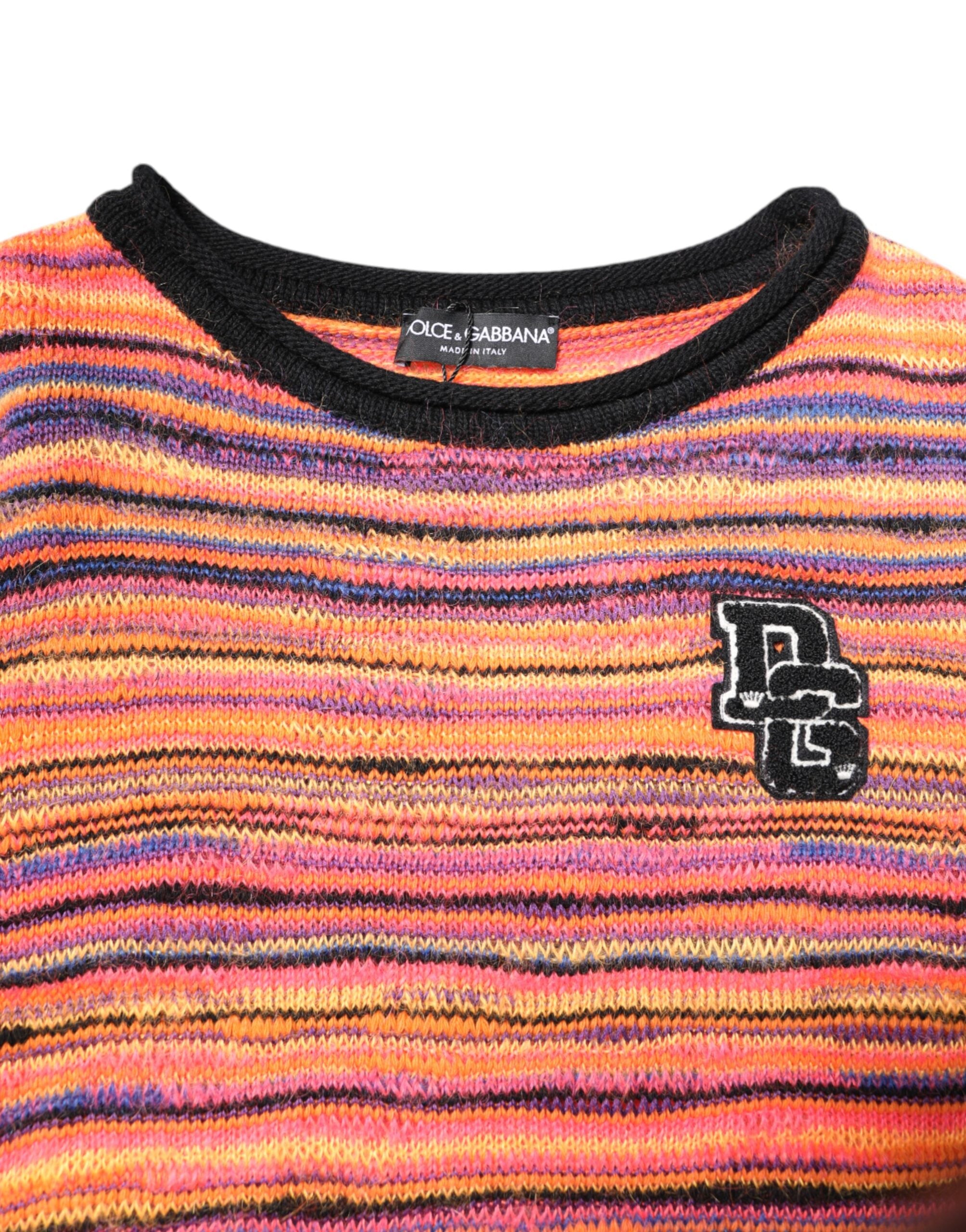 Dolce & Gabbana Mehrfarbiger DGLogo-Strickpullover aus Wolle