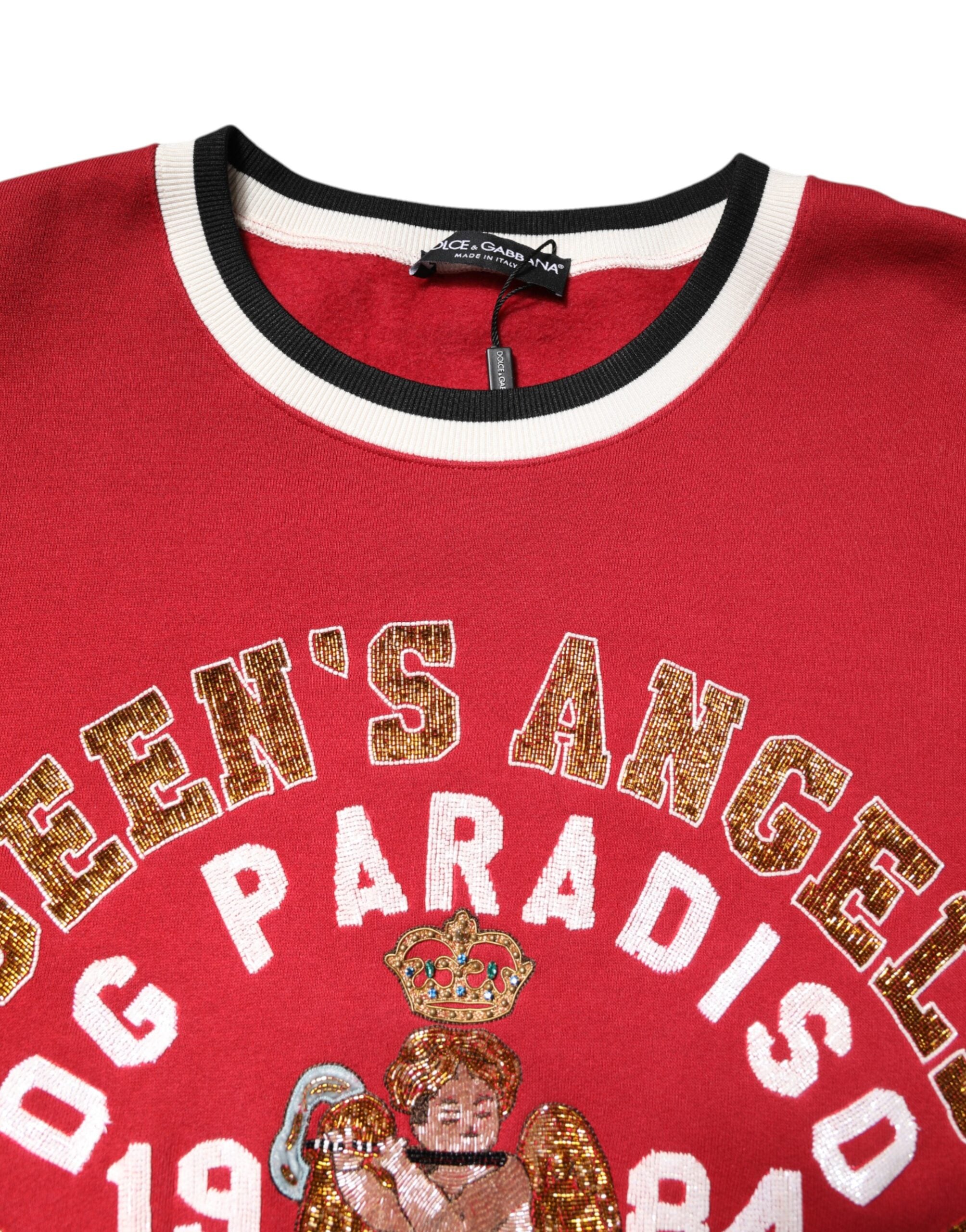Dolce & Gabbana Roter Pailletten-Pullover Sweatshirt Pullover