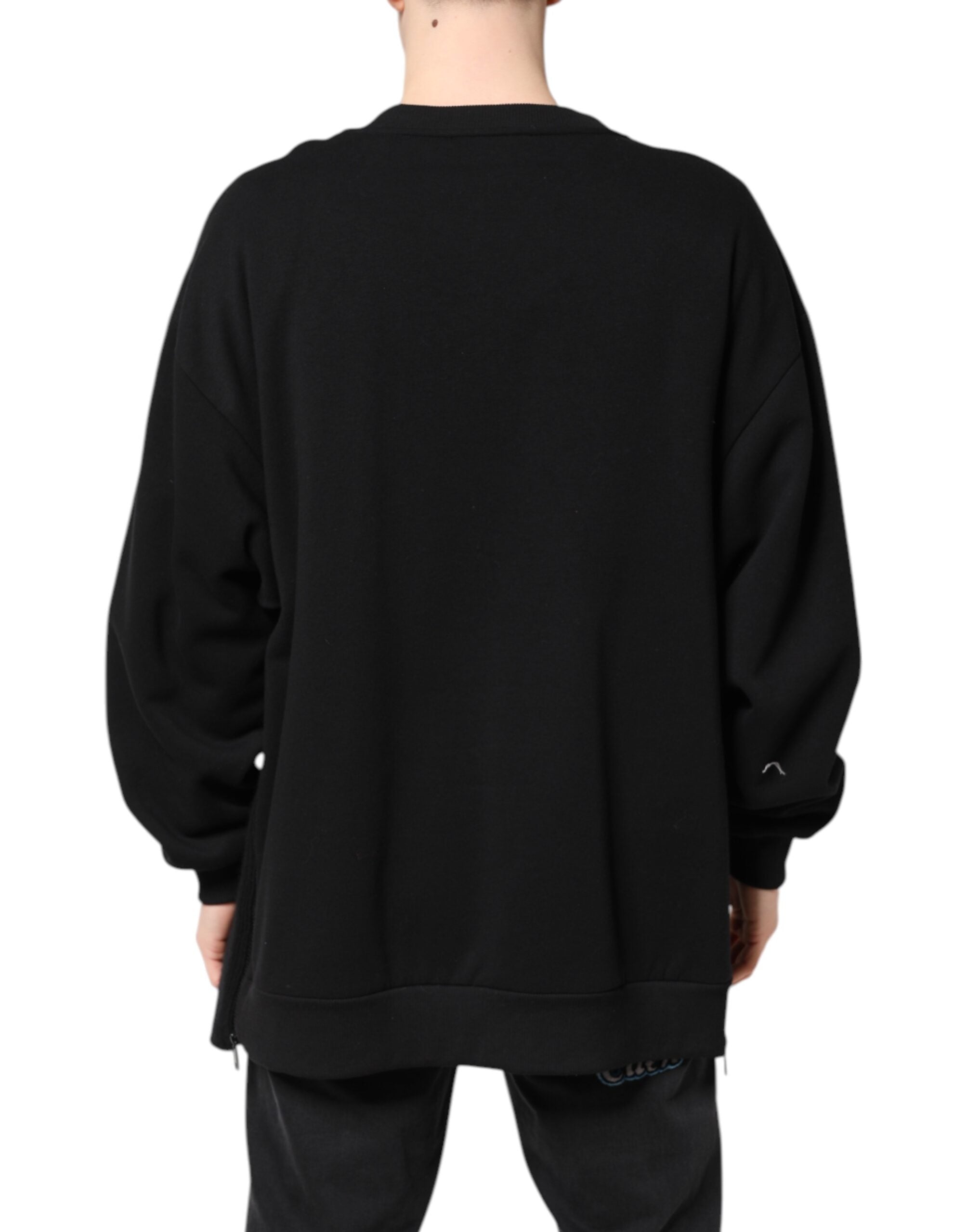 Dolce & Gabbana Schwarzer Baumwoll-Logo-Print Herren Pullover