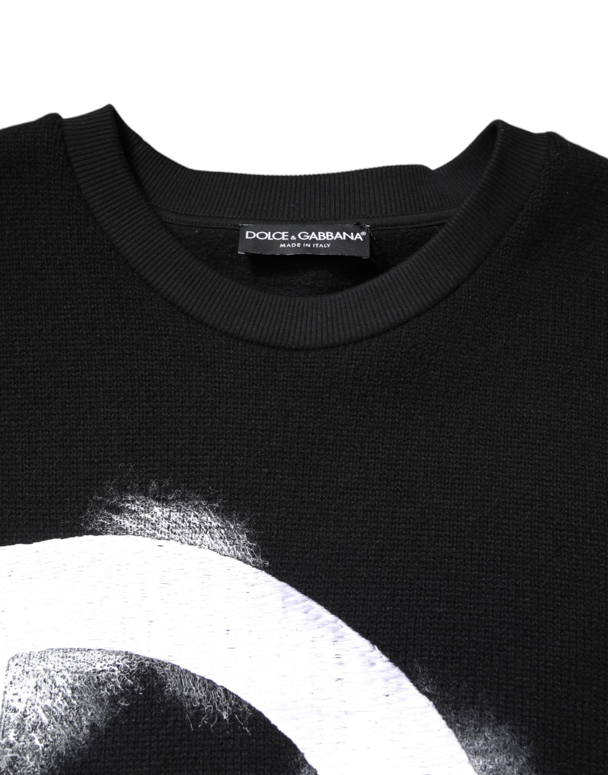Dolce & Gabbana Schwarzer Baumwoll-Logo-Print Herren Pullover