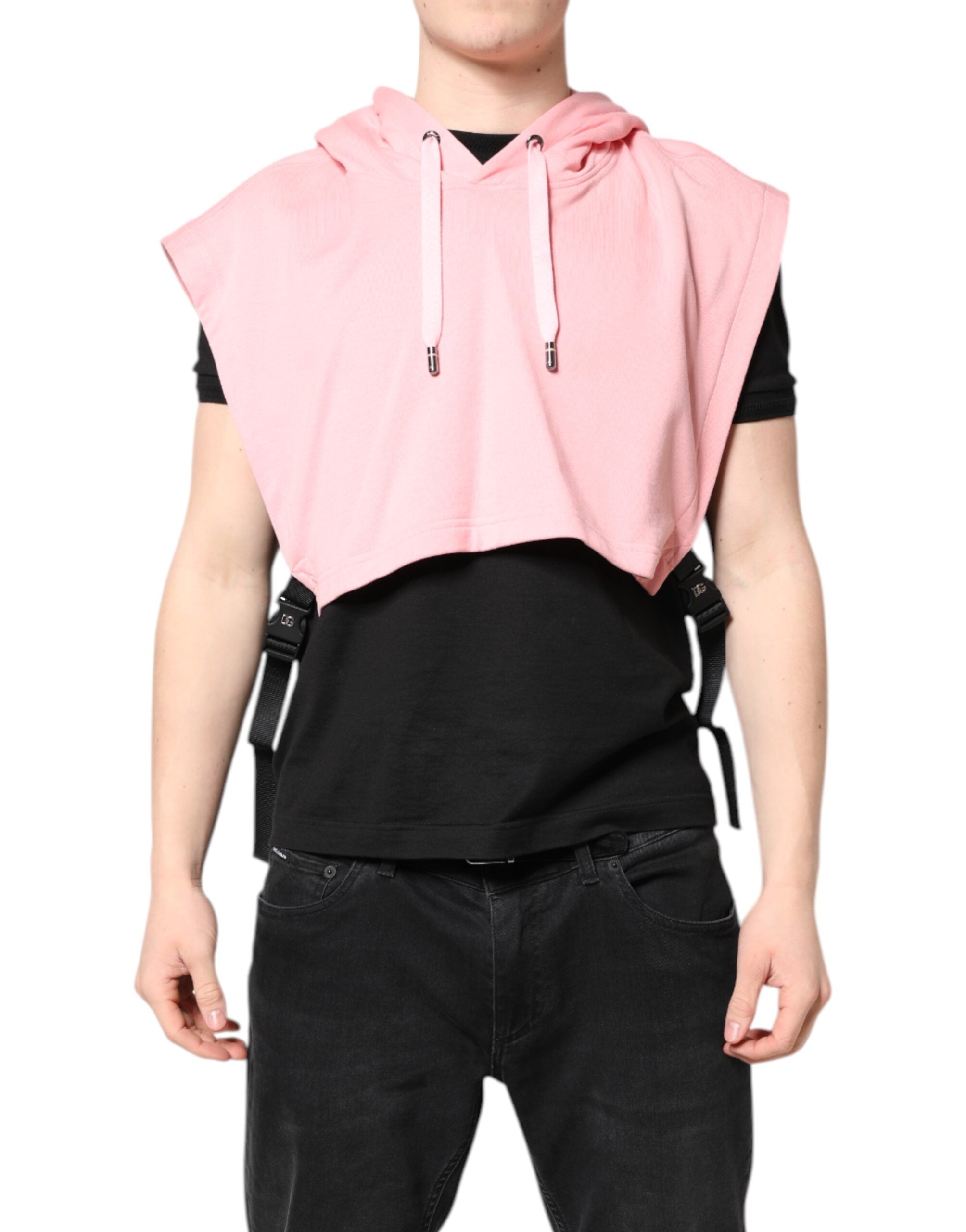 Dolce & Gabbana Rosa Baumwolle mit Kapuze Männer Sportswear Weste Pullover