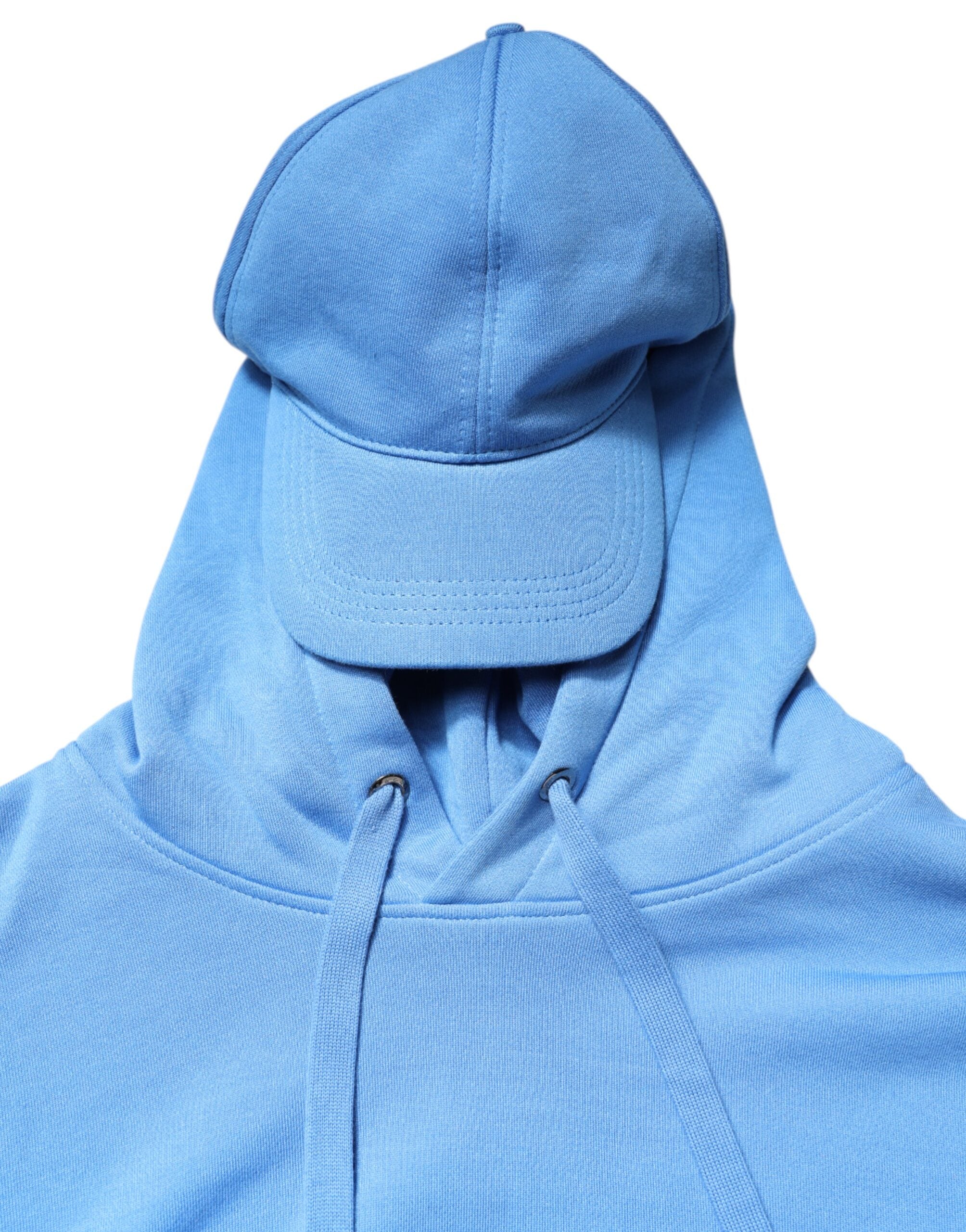 Dolce & Gabbana Blau Baumwolle mit Kapuze Männer Sportswear Weste Pullover