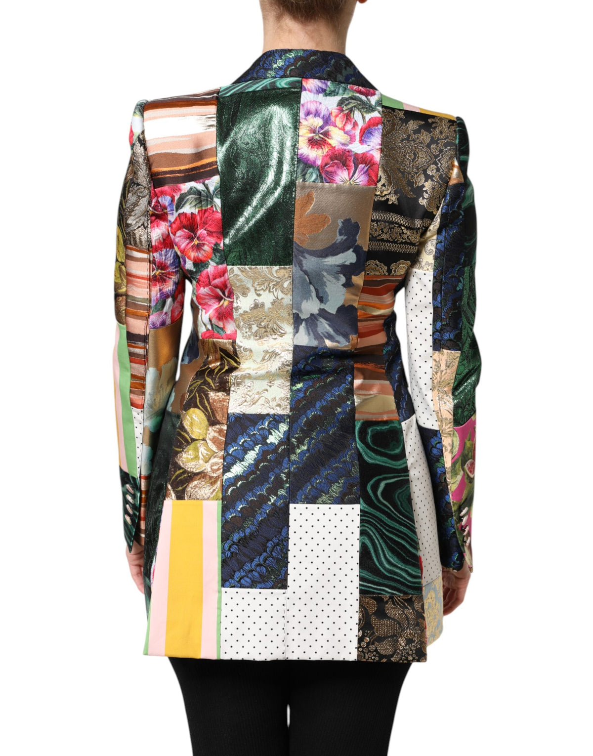 Dolce & Gabbana Multicolor Floral Patchwork Jacquard Jacke