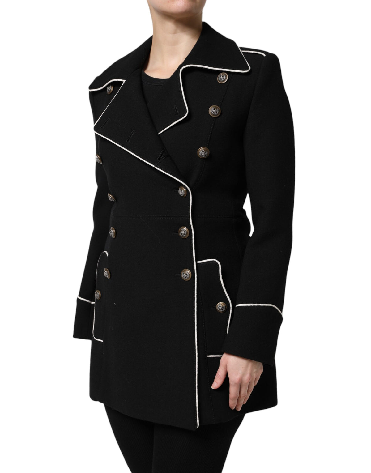 Dolce & Gabbana Schwarze doppelreihige Blazerjacke aus Wolle