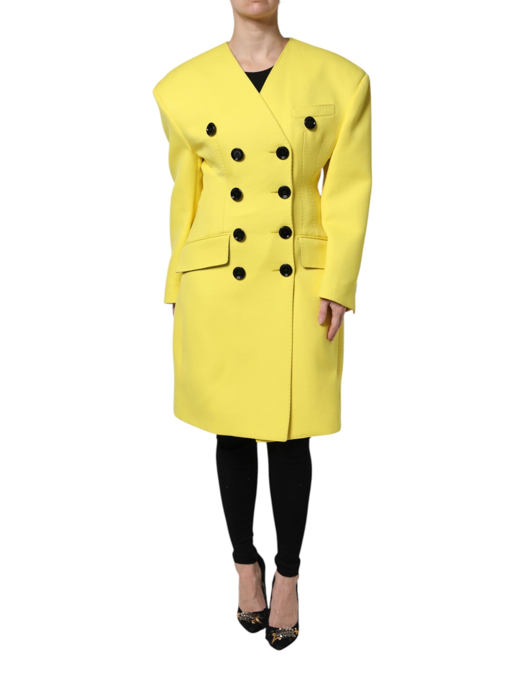 Dolce & Gabbana Gelber doppelreihiger Trenchcoat Jacke