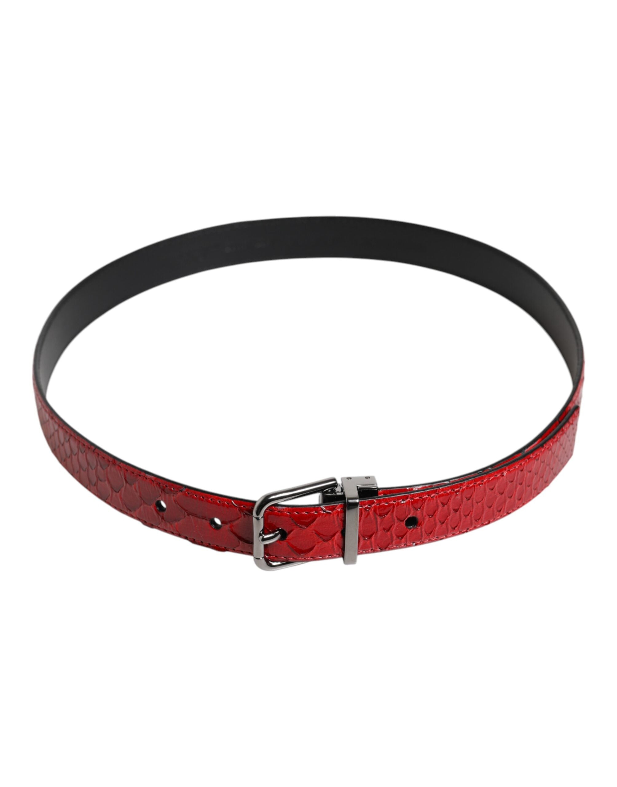 Dolce & Gabbana Roter Exotenleder-Gürtel mit Messing-Metallschnalle