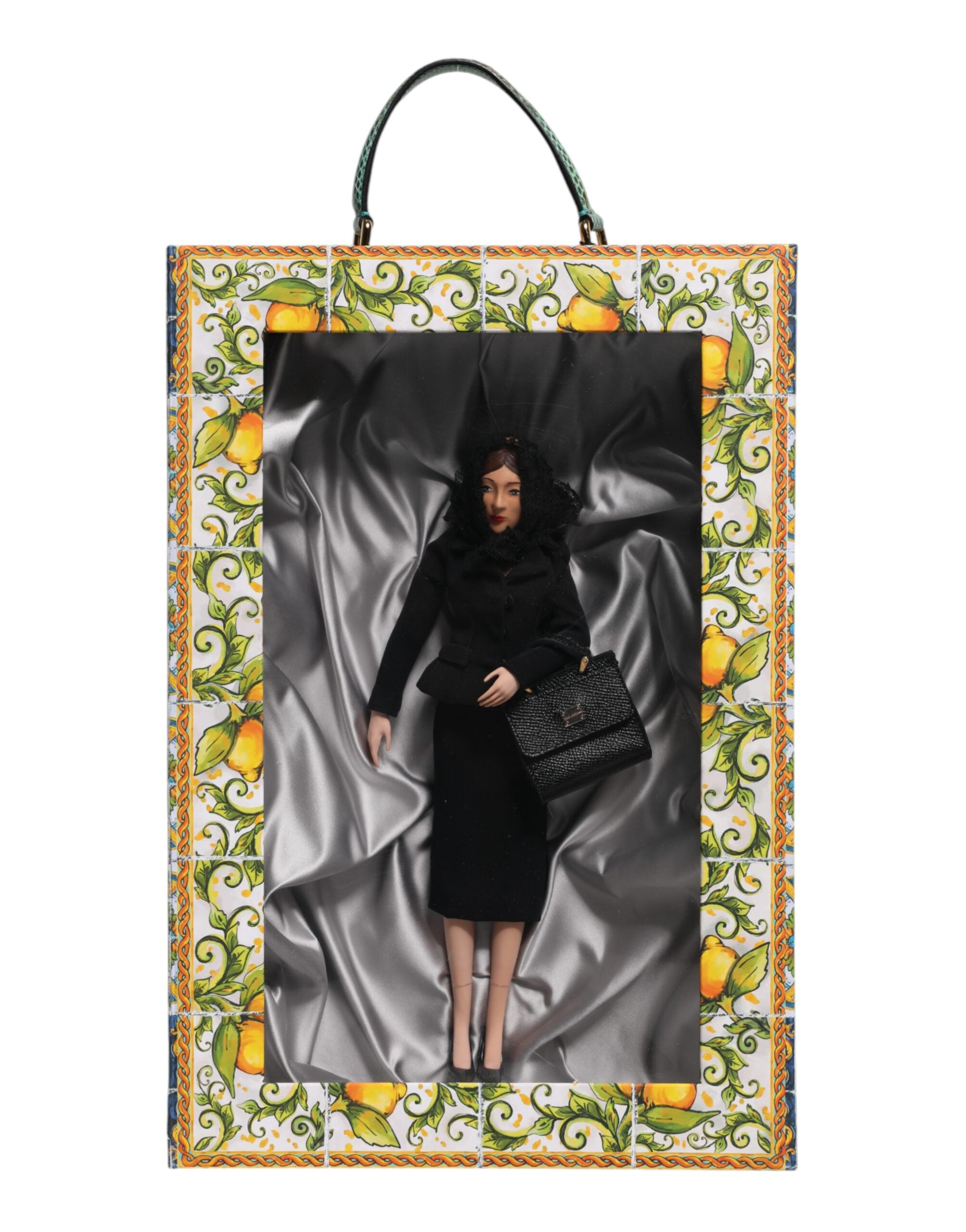 Dolce & Gabbana Schwarzes Kleid Keramik Porzellan Mode Leder Sizilien Puppen