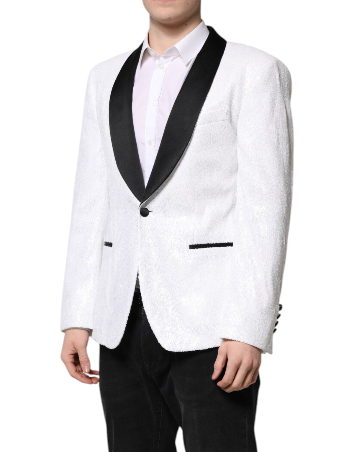 Dolce & Gabbana Weißer Nylonmantel einreihig Blazer