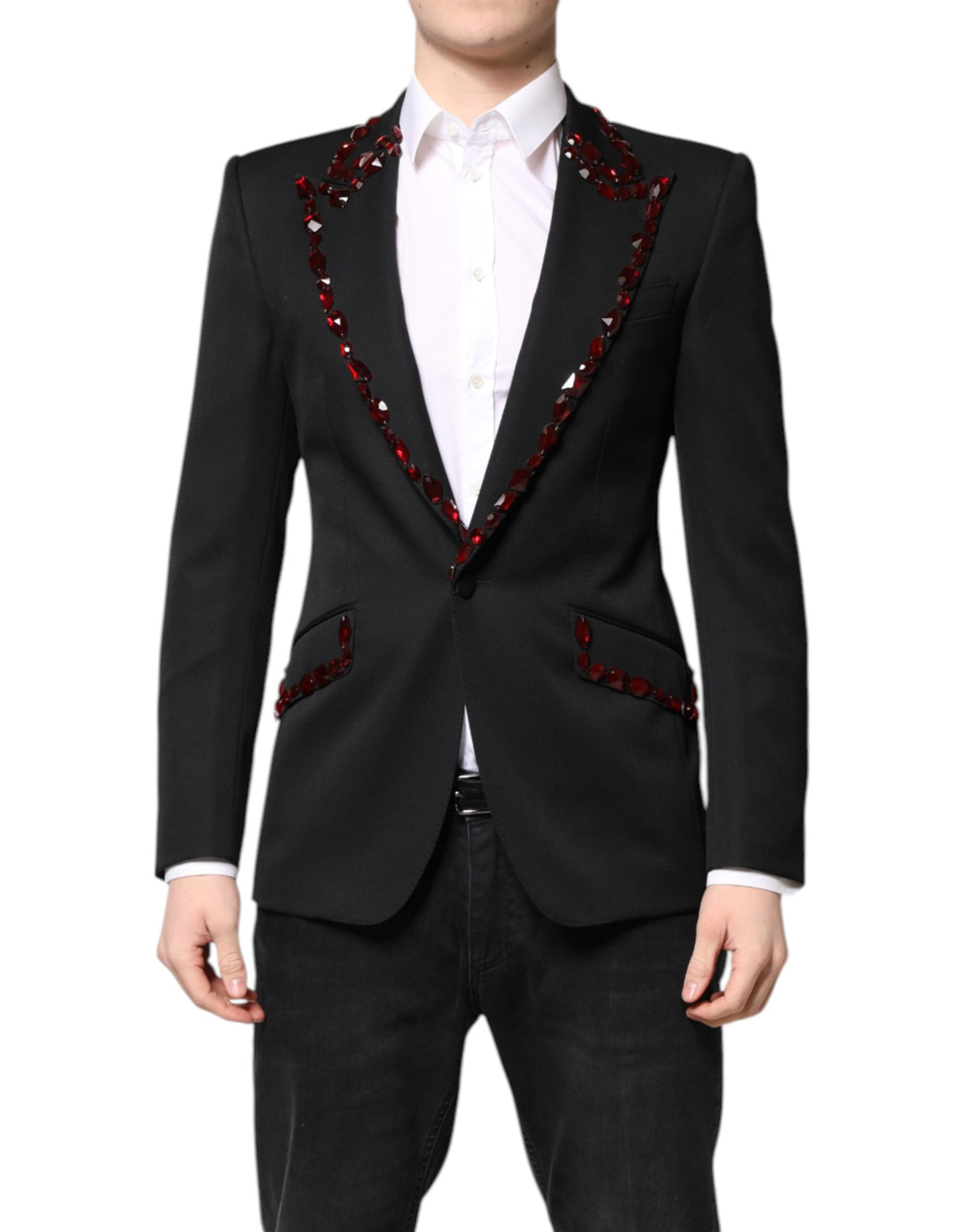 Dolce & Gabbana Schwarzer SICILIA CrystalEmbellished Mantel Blazer