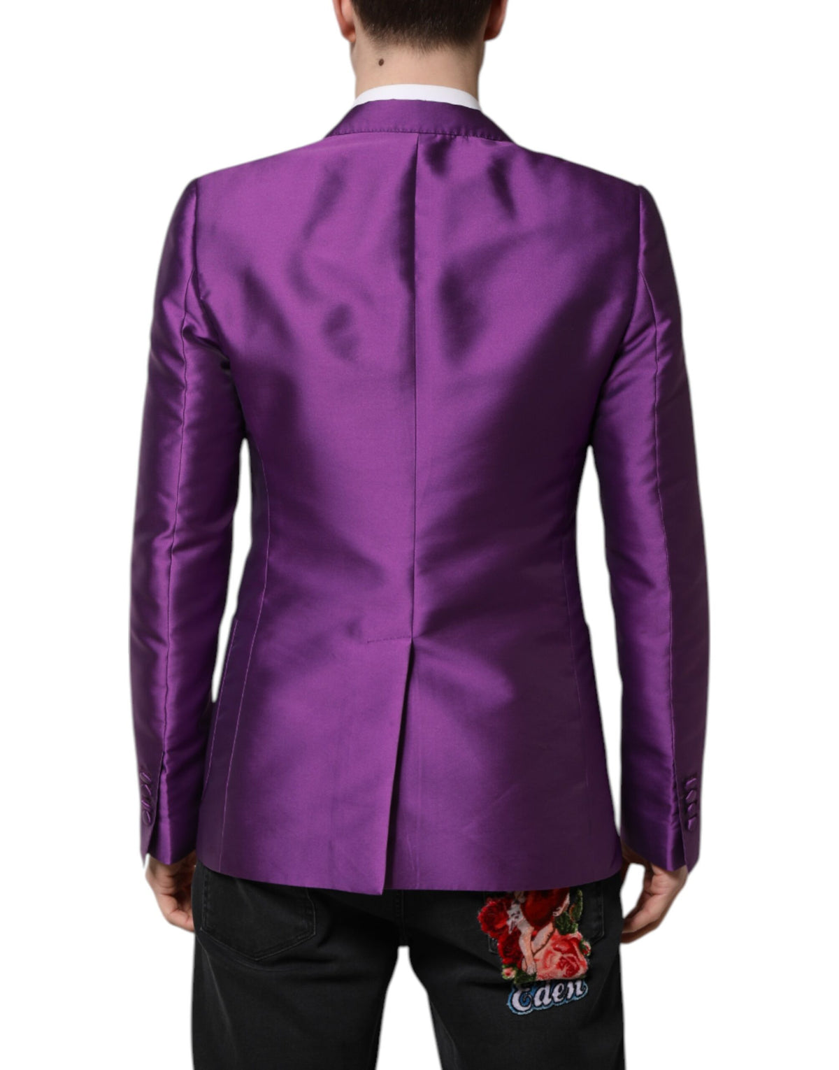 Dolce & Gabbana Lila Zweireiher Männer Anzug Mantel Blazer