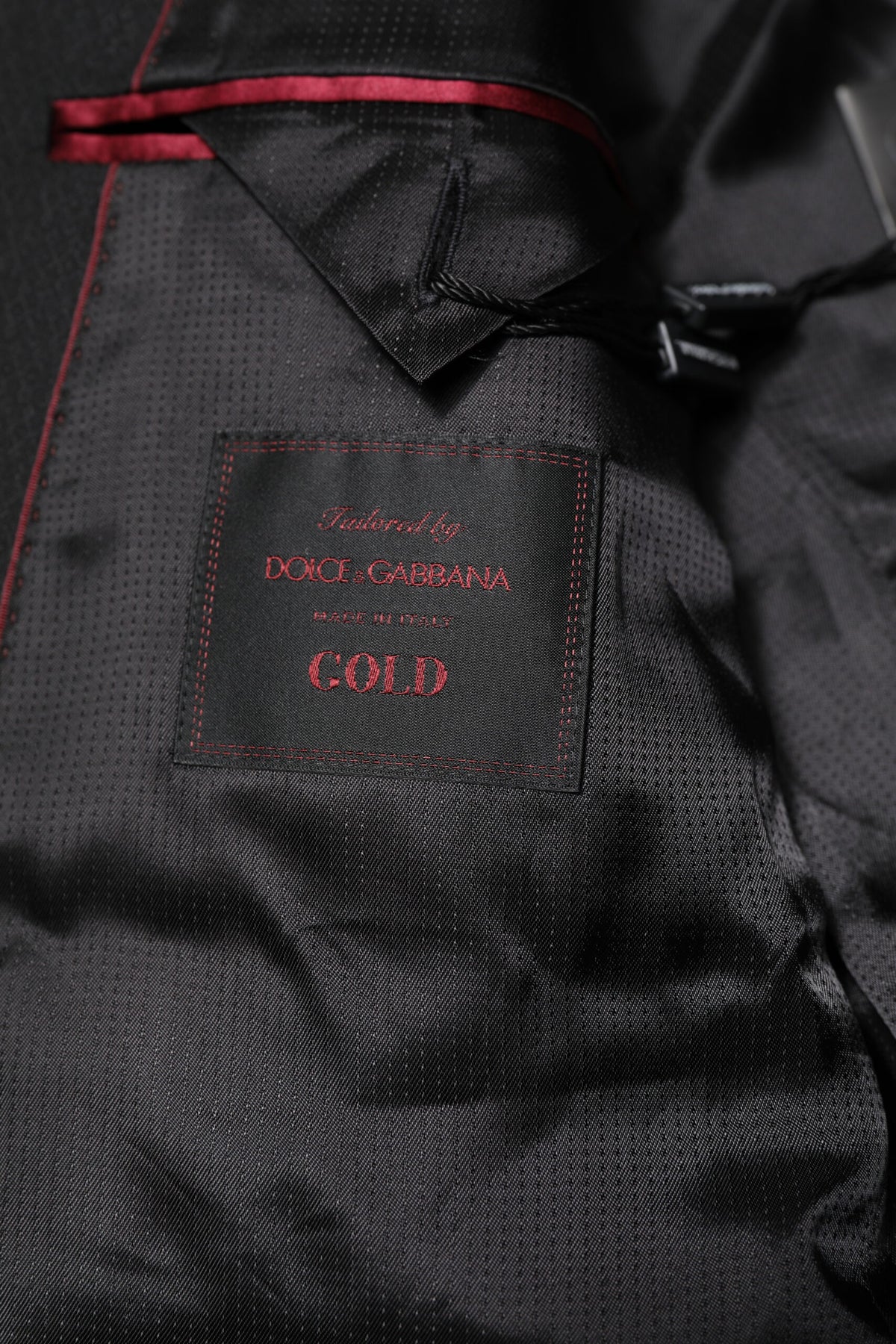 Dolce & Gabbana Schwarzer GOLD Einreihiger Anzug Blazer