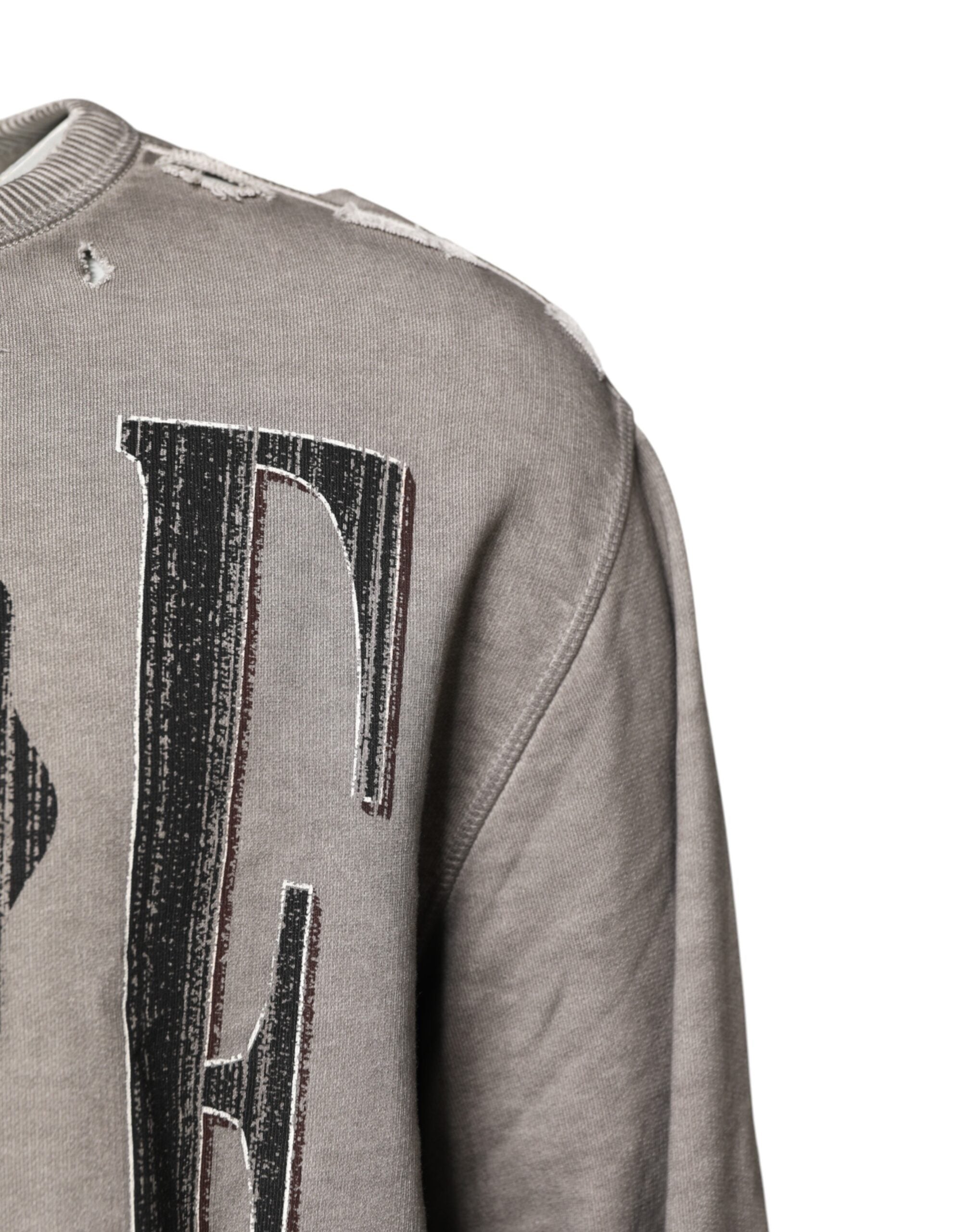 Dolce & Gabbana Grauer Rundhalspullover mit Logodruck