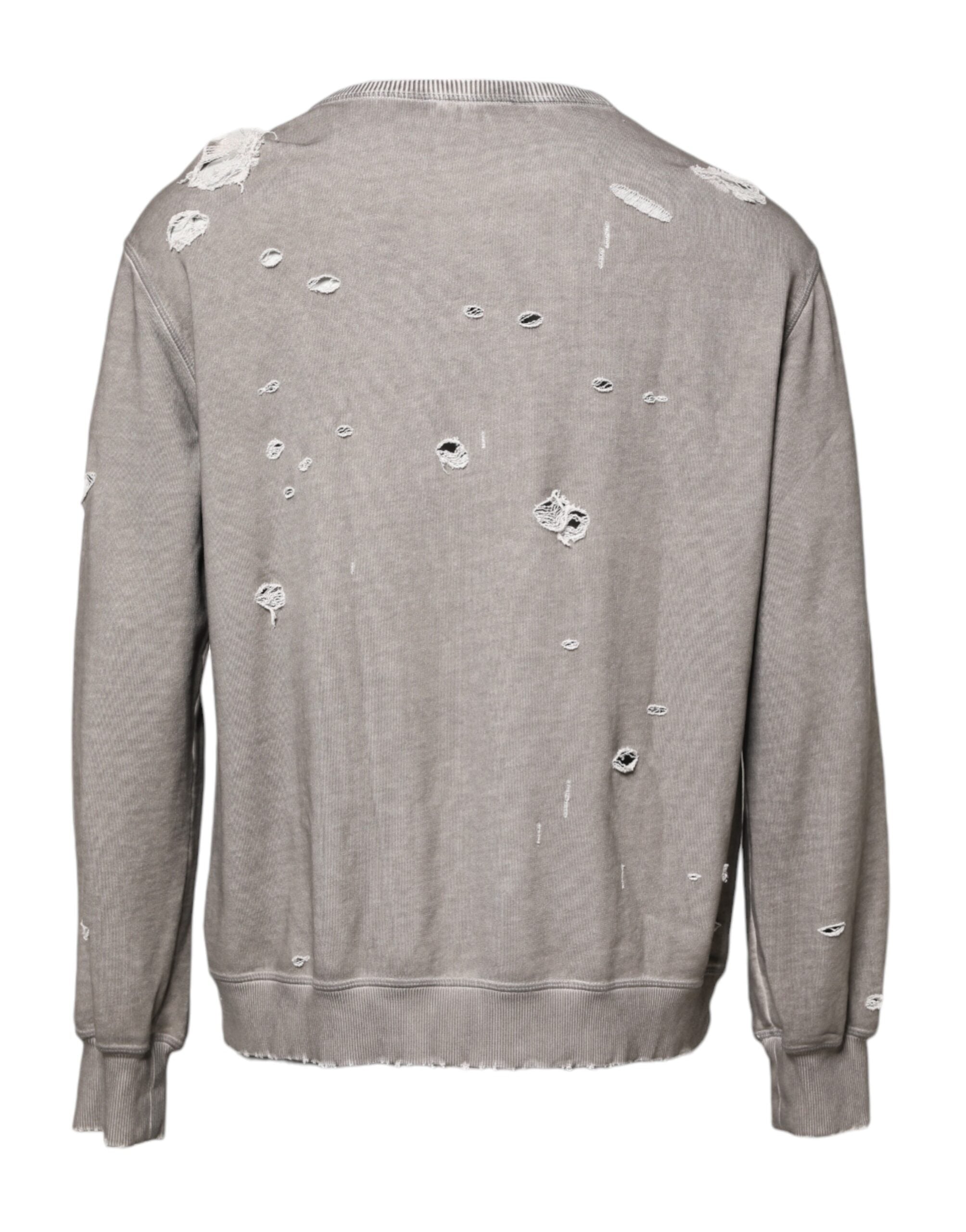 Dolce & Gabbana Grauer Rundhalspullover mit Logodruck