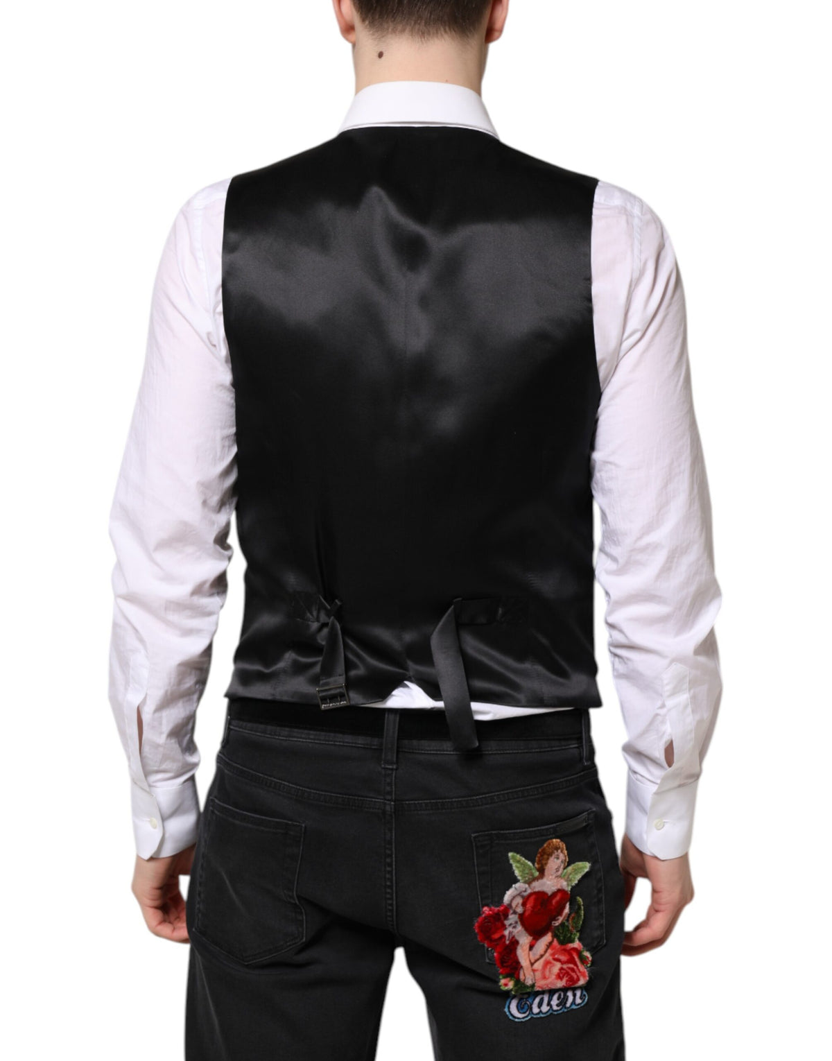 Dolce & Gabbana Schwarze Wollweste Kleid Formelle Weste