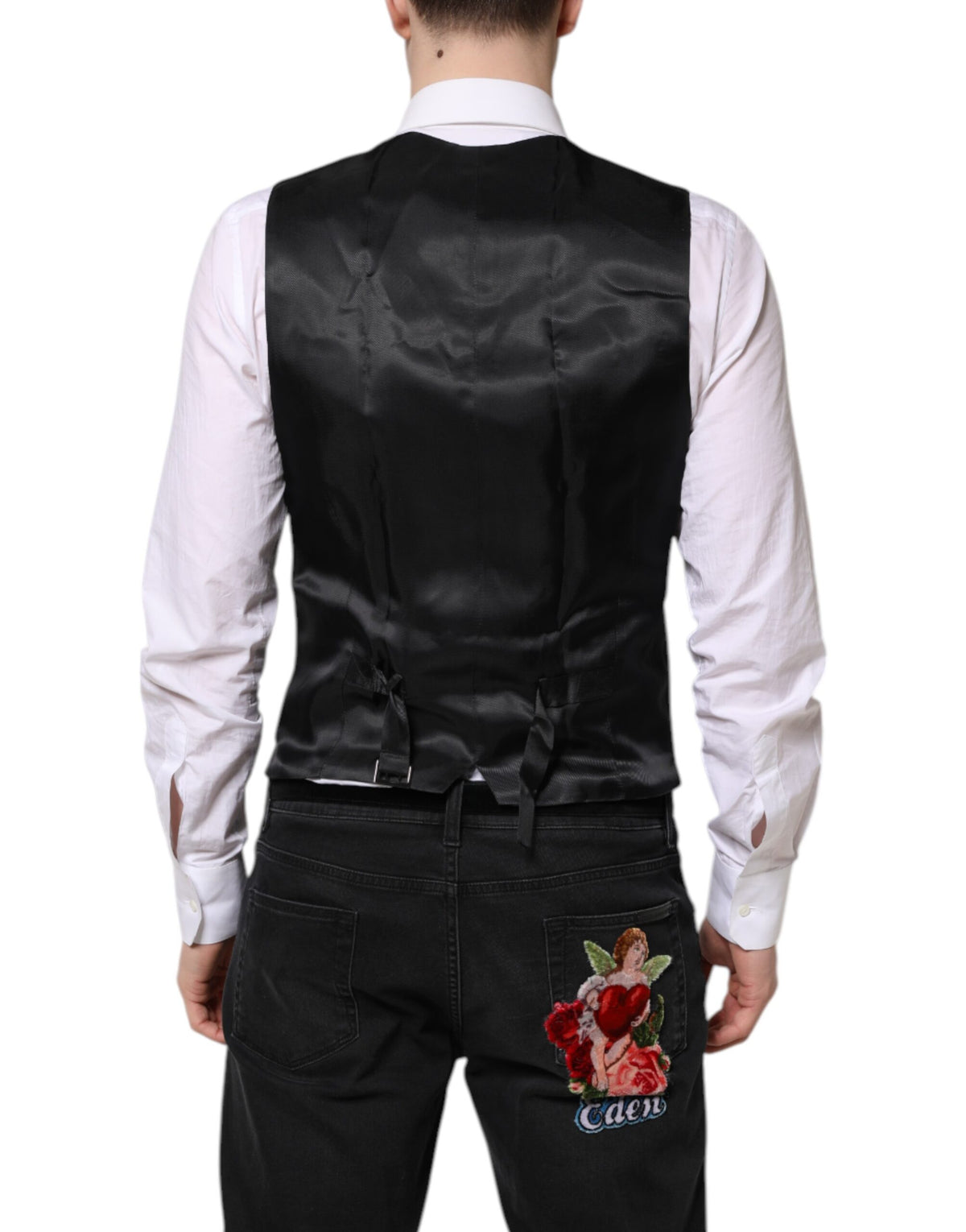 Dolce & Gabbana Schwarze Wollweste Kleid Formelle Weste