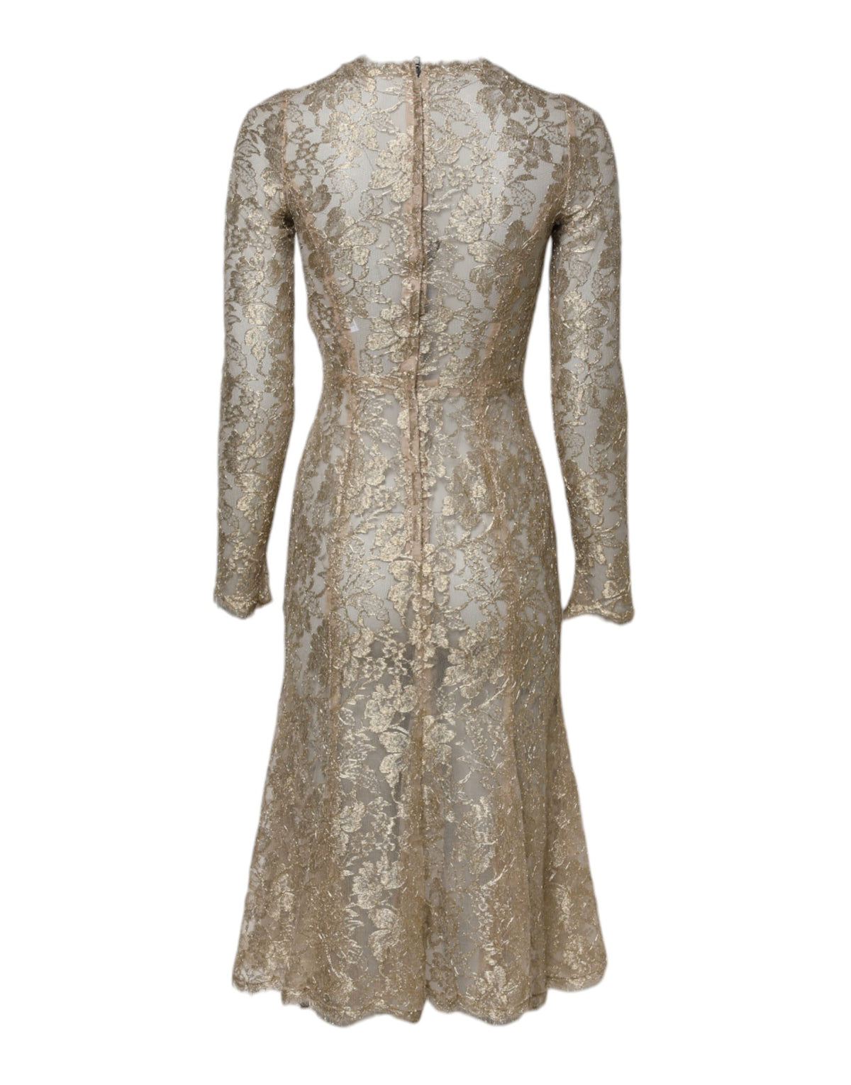 Dolce & Gabbana Gold Floral Spitze Lange Ärmel Fit &