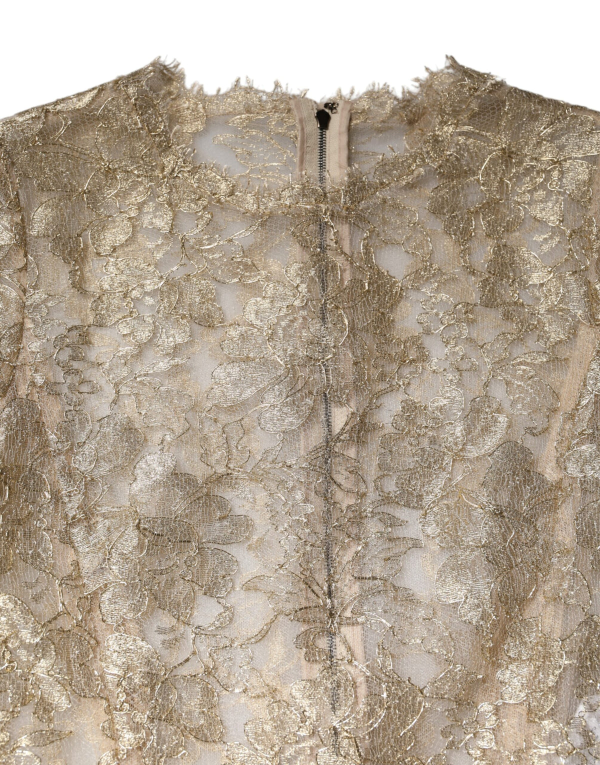 Dolce & Gabbana Gold Floral Spitze Lange Ärmel Fit &