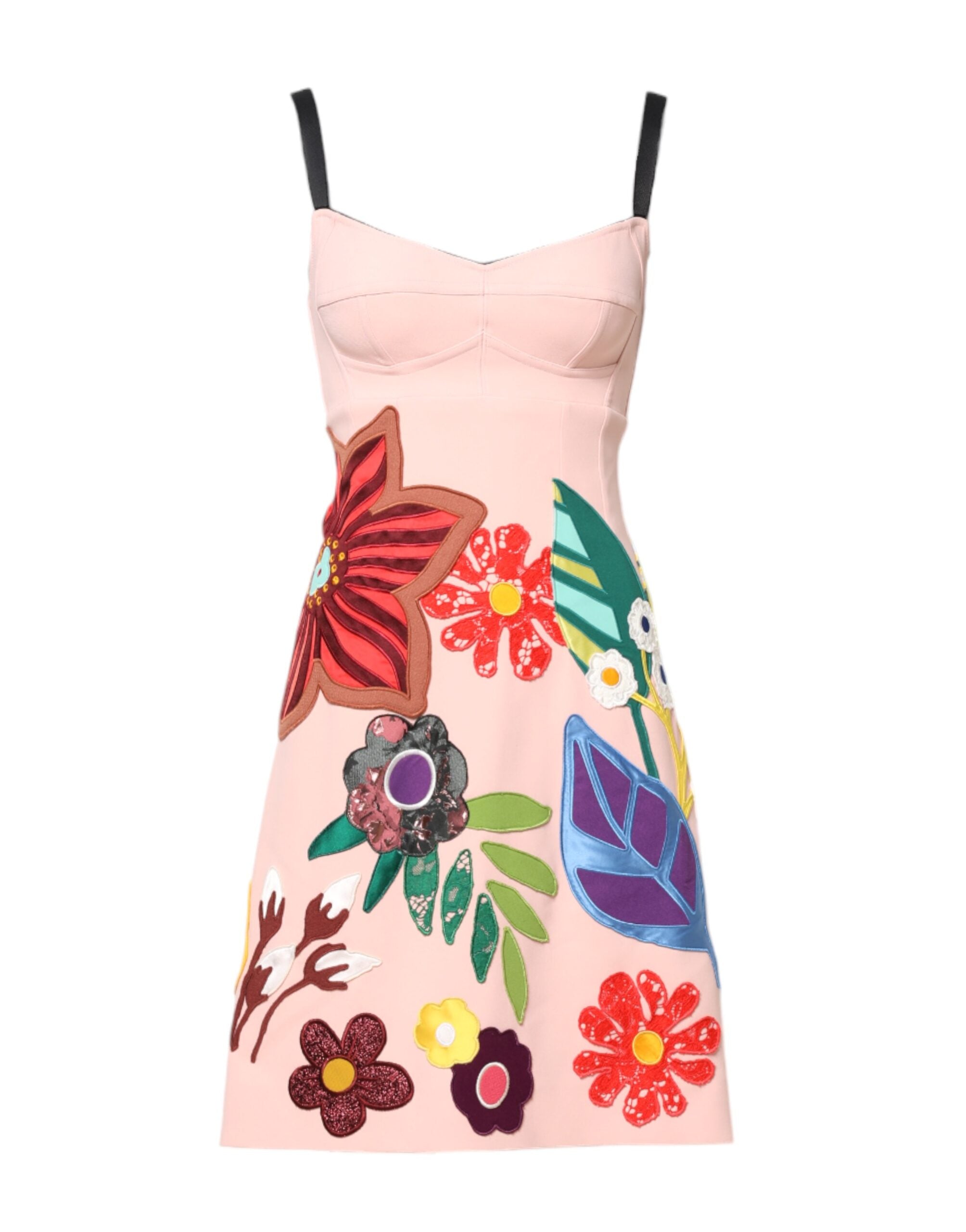 Dolce & Gabbana Rosa Spaghetti-Träger-Minikleid mit Blumenmuster