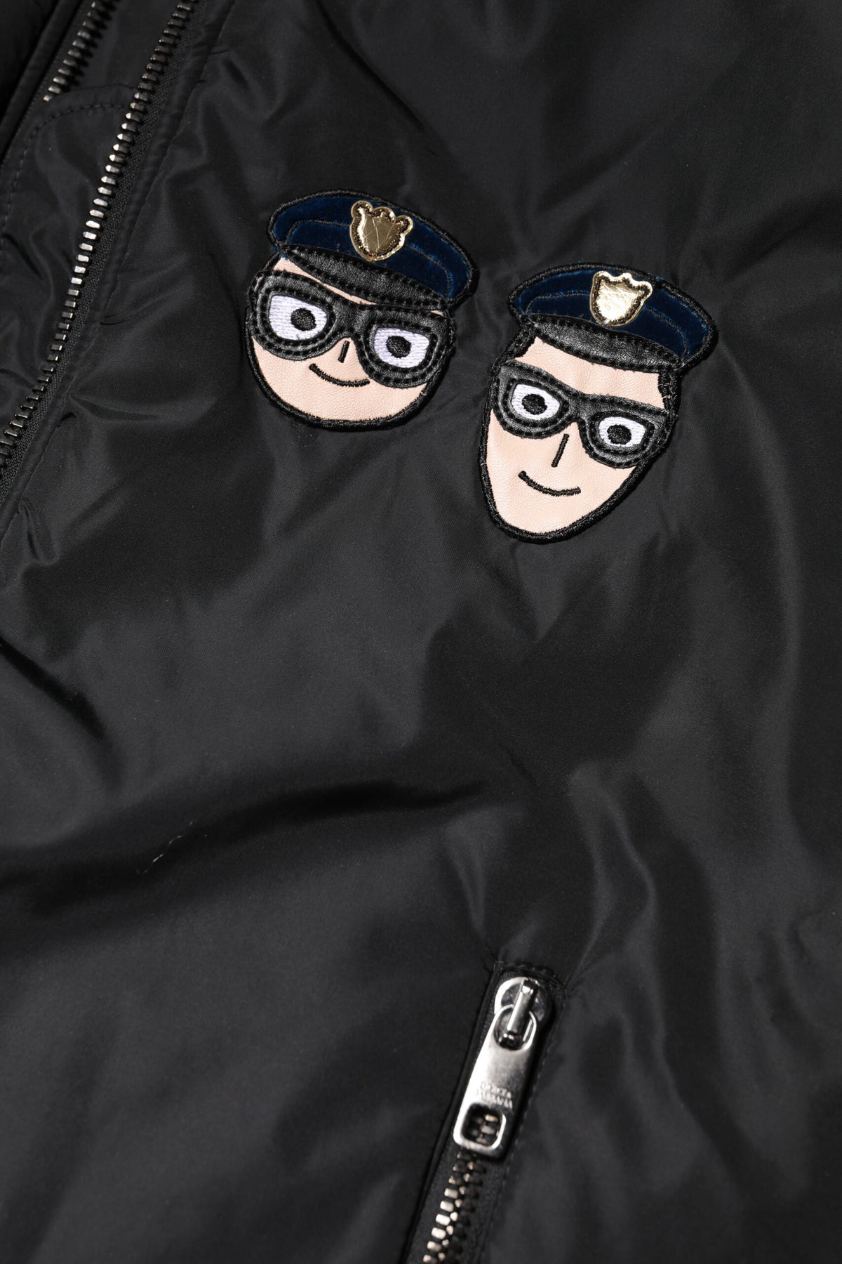 Dolce & Gabbana Schwarze Nylon #DGFamily Bomberjacke mit durchgehendem Reißverschluss