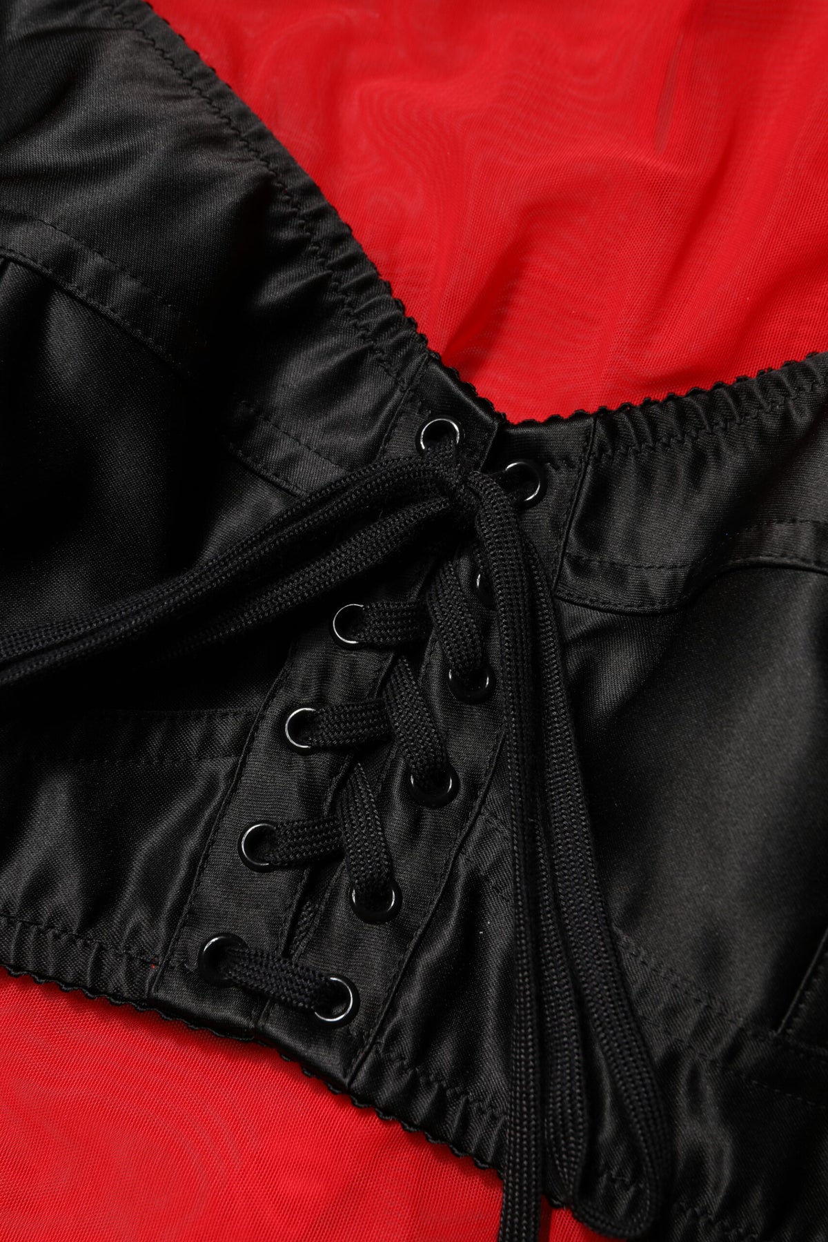 Dolce & Gabbana Rotes Schwarzes Bustier Detailing Langärmeliges Top