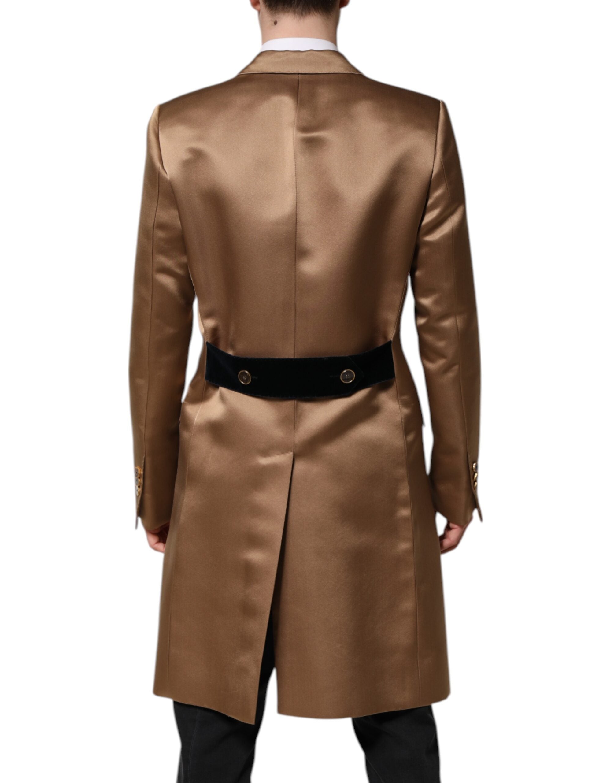 Dolce & Gabbana Brauner Seidenmantel einreihig Trenchcoat Jacke