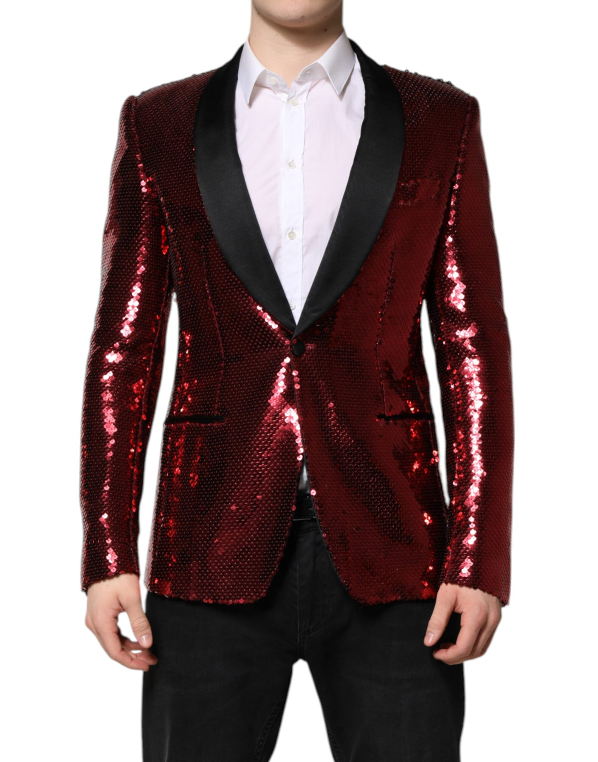 Dolce & Gabbana Rote SICILIA Blazer-Jacke mit Paillettenverzierung