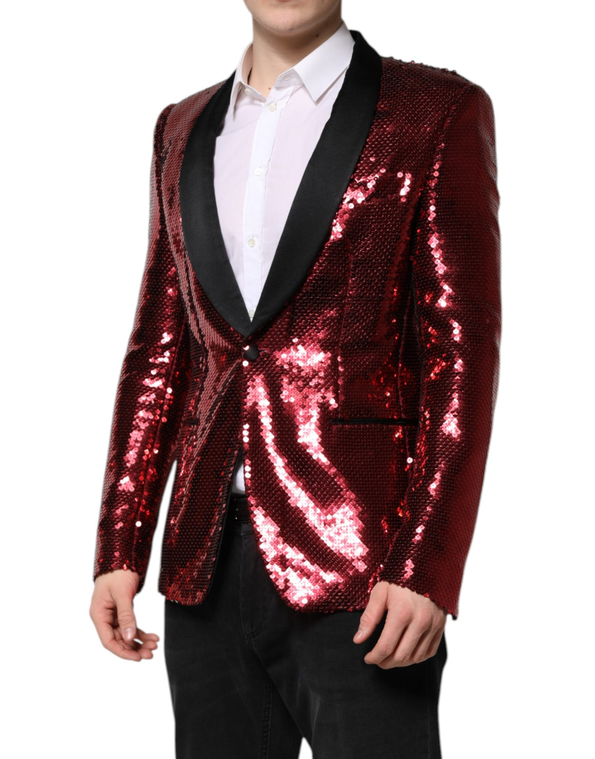 Dolce & Gabbana Rote SICILIA Blazer-Jacke mit Paillettenverzierung