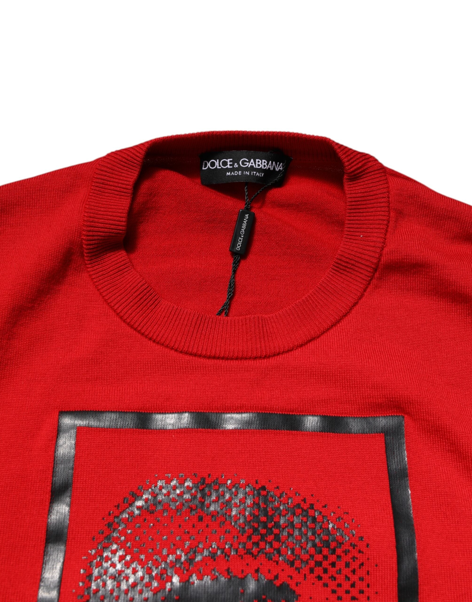 Dolce & Gabbana Rotes Auge Druck Rundhalsausschnitt Männer Pullover Sweater