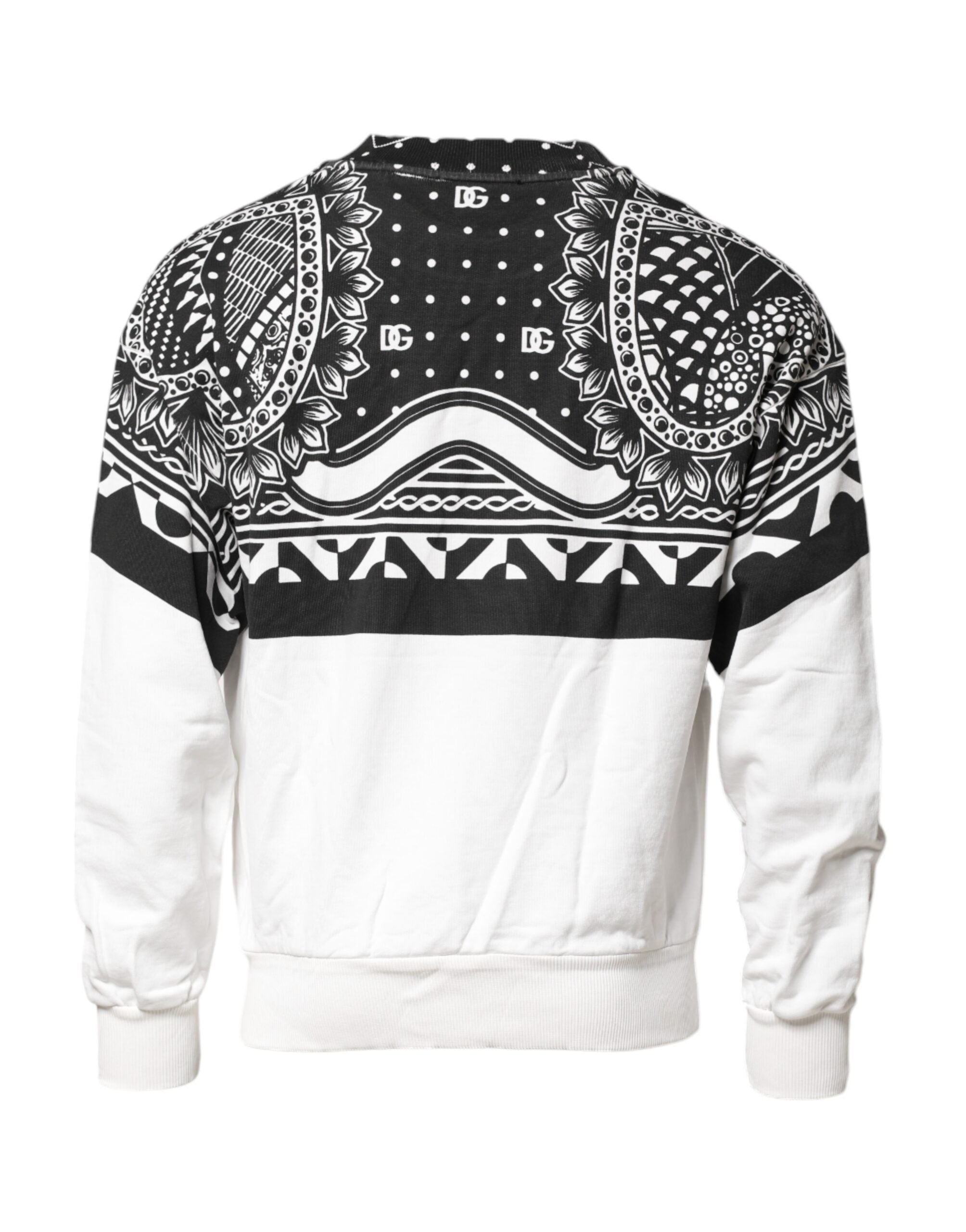 Dolce & Gabbana Schwarz Weiß Bandana Baumwolle Männer Sweatshirt Pullover