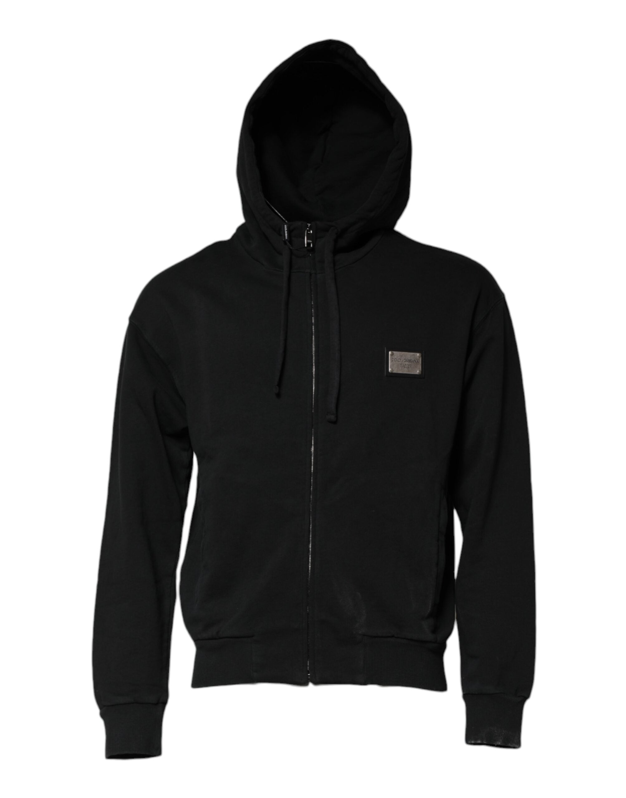 Dolce & Gabbana Schwarzes Logo Sweatshirt mit Kapuze für Männer Pullover mit Reißverschluss