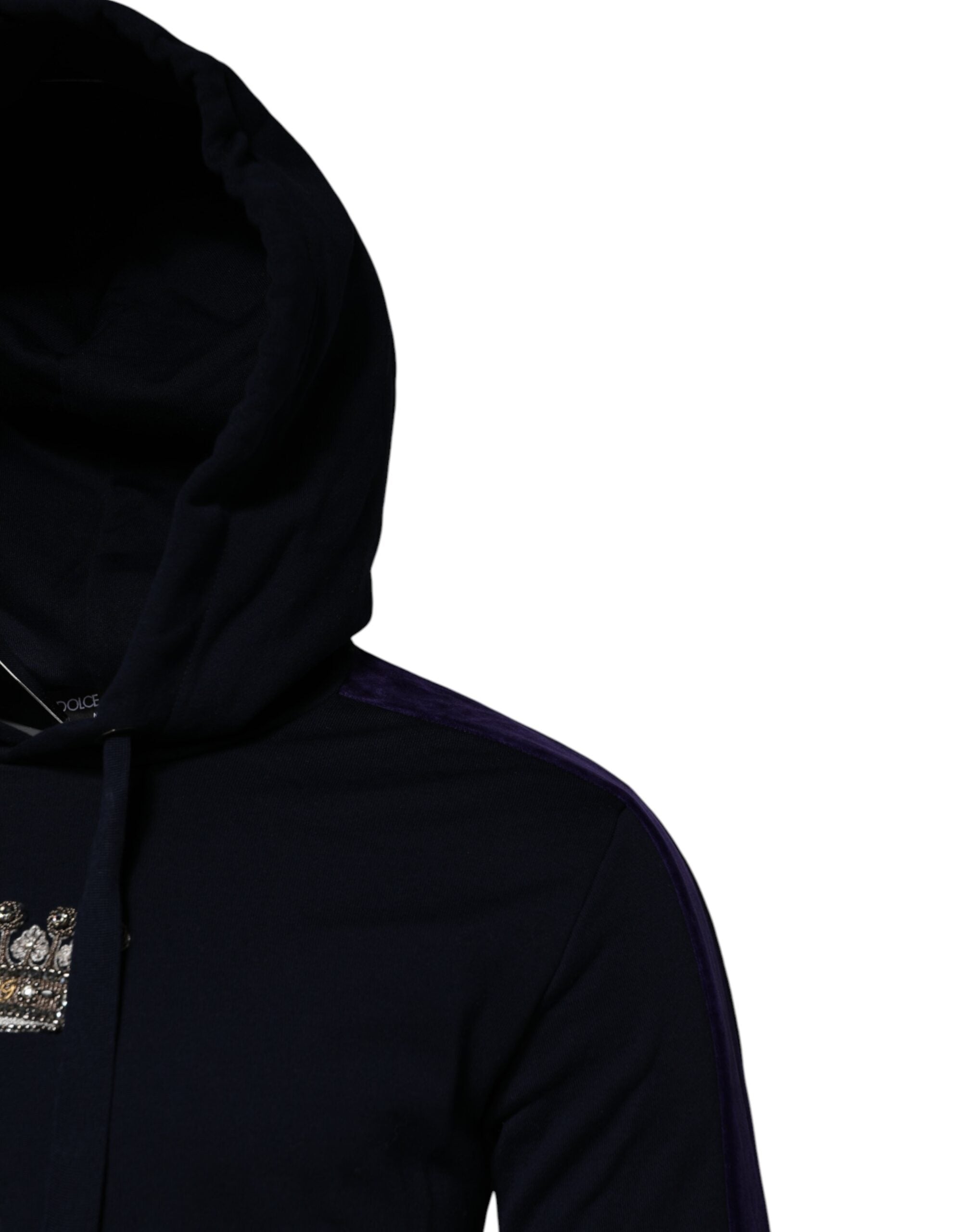 Dolce & Gabbana Schwarzes Crown Baumwoll-Sweatshirt mit Kapuze Pullover