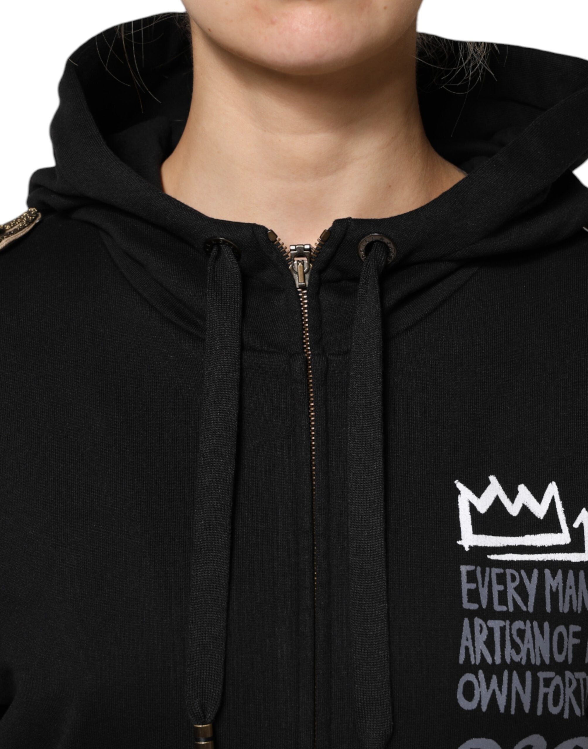 Dolce & Gabbana Schwarzes Logo Sweatshirt mit Kapuze und Reißverschluss