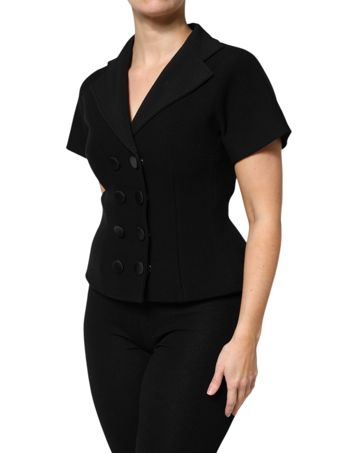 Dolce & Gabbana Schwarzer Wollmantel Zweireiher Jacke