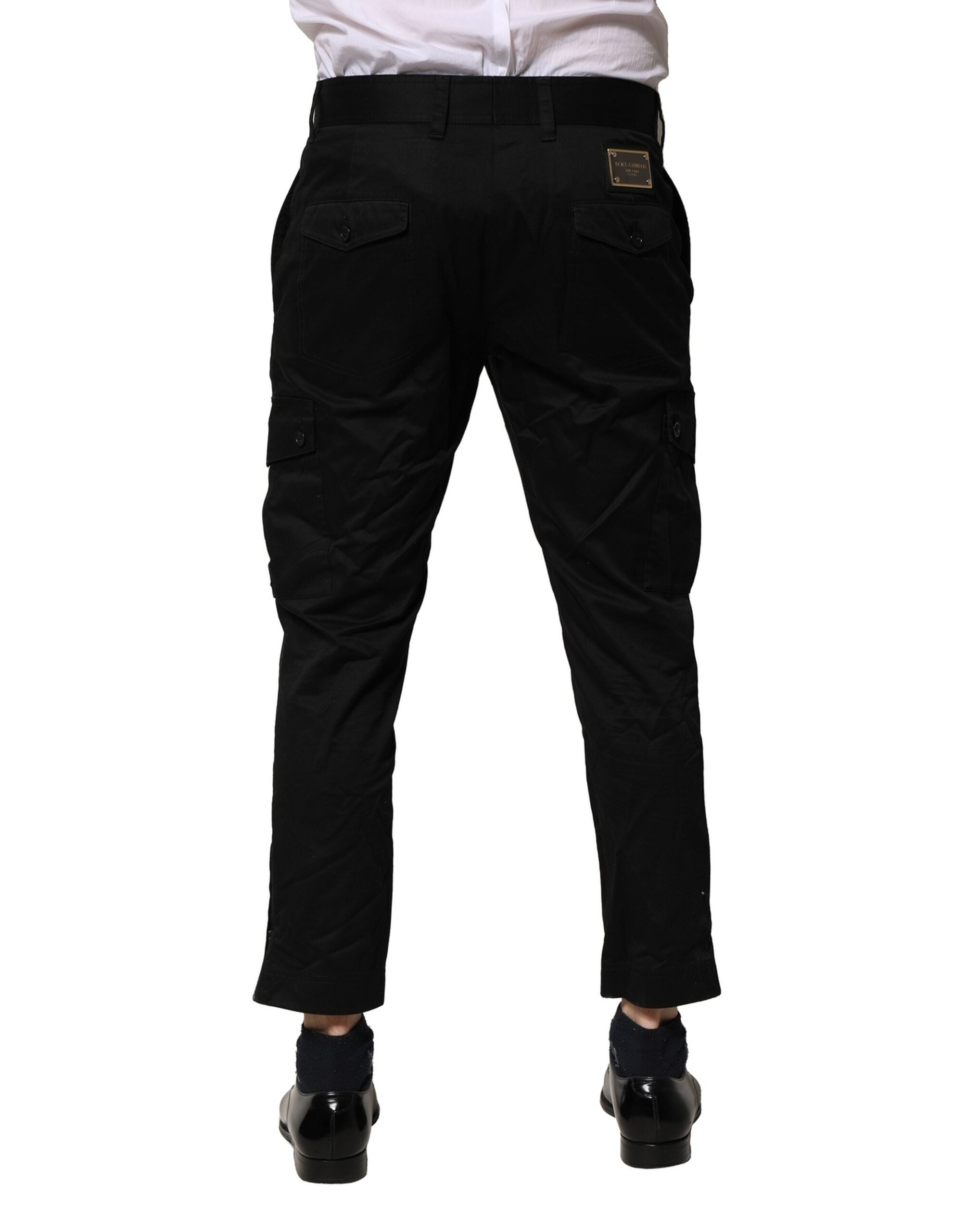 Dolce & Gabbana Schwarzes Baumwollkleid Slim Formal Pants