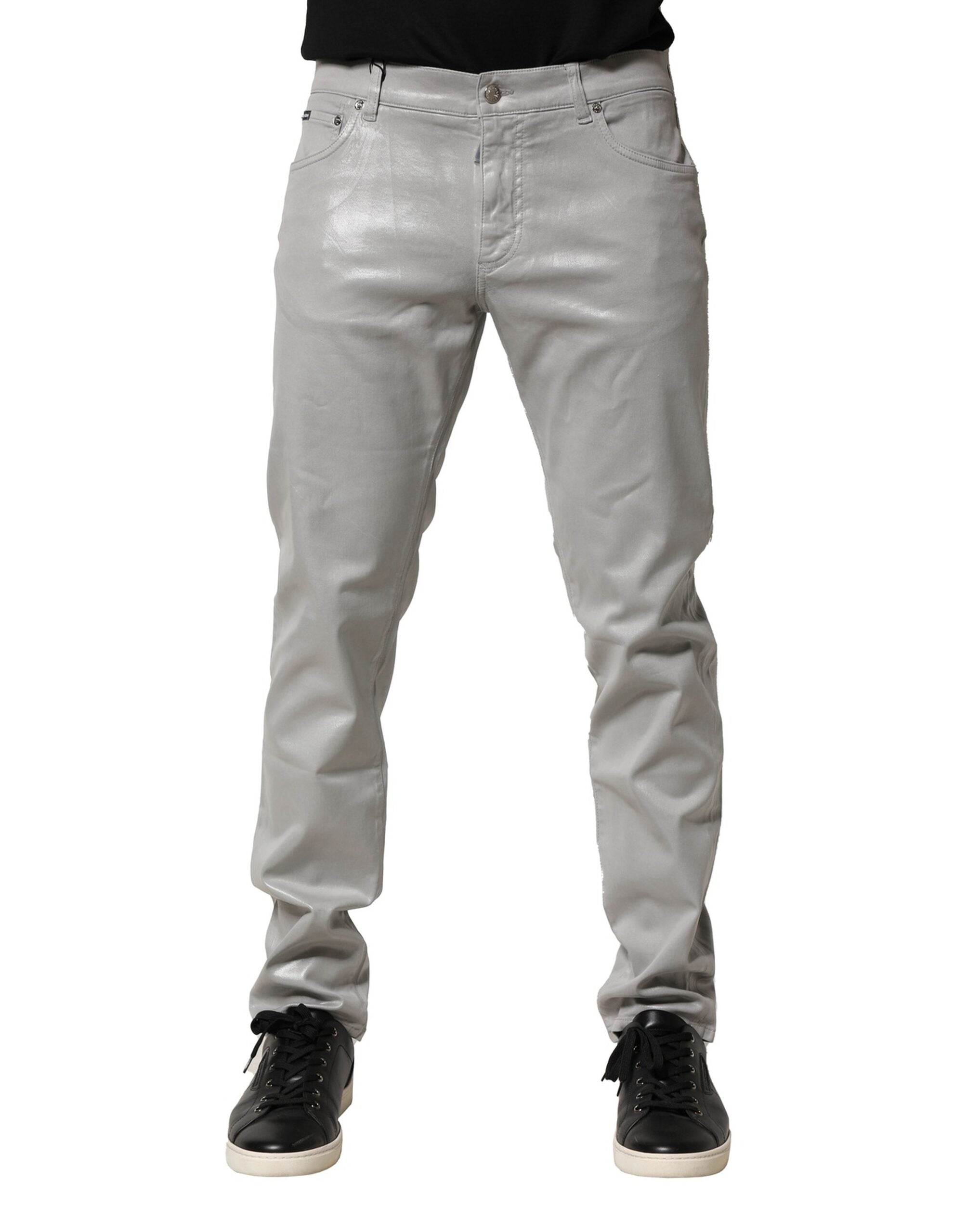 Dolce & Gabbana Silberne Baumwoll-Stretch-Denim-Jeans