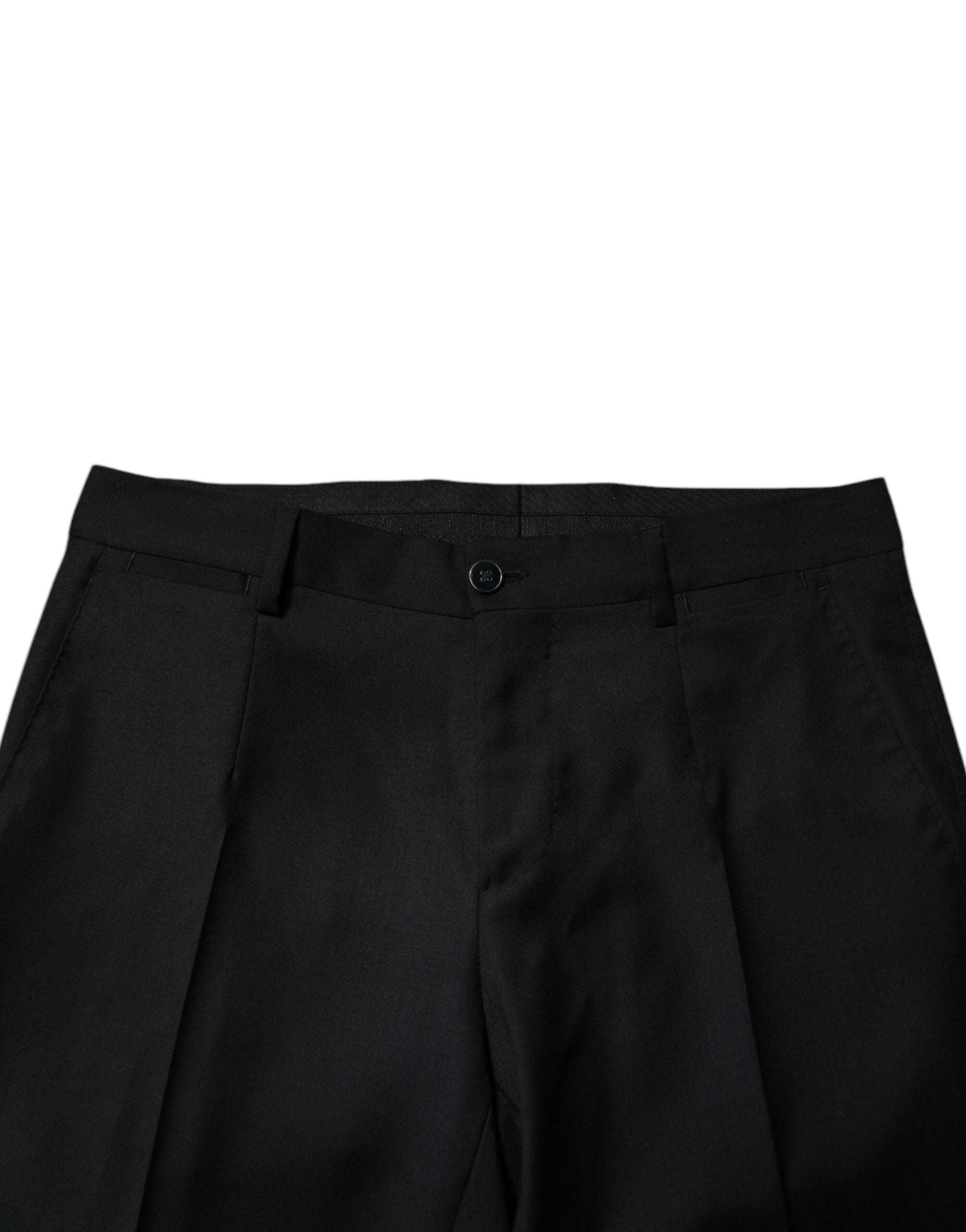 Dolce & Gabbana Schwarze Wolle Formal Herren Slim Hose