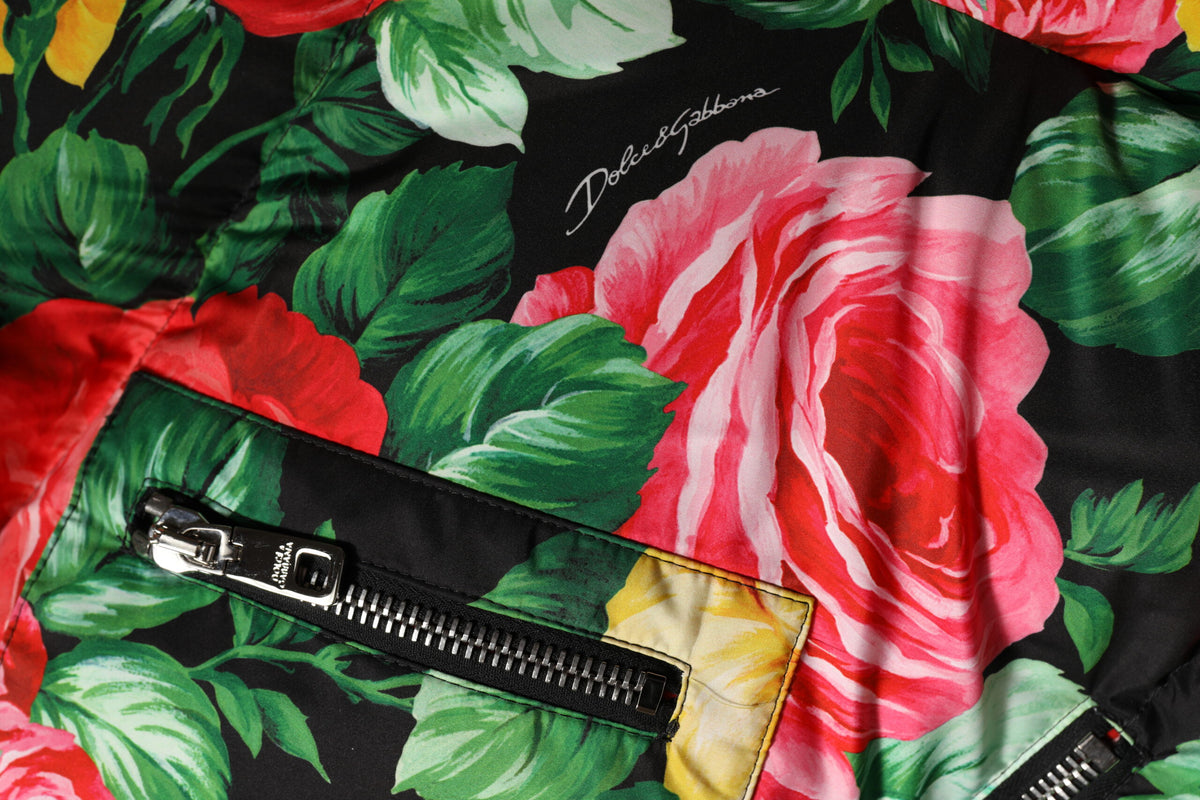 Dolce & Gabbana Multicolor Floral Pufferjacke mit Kapuze