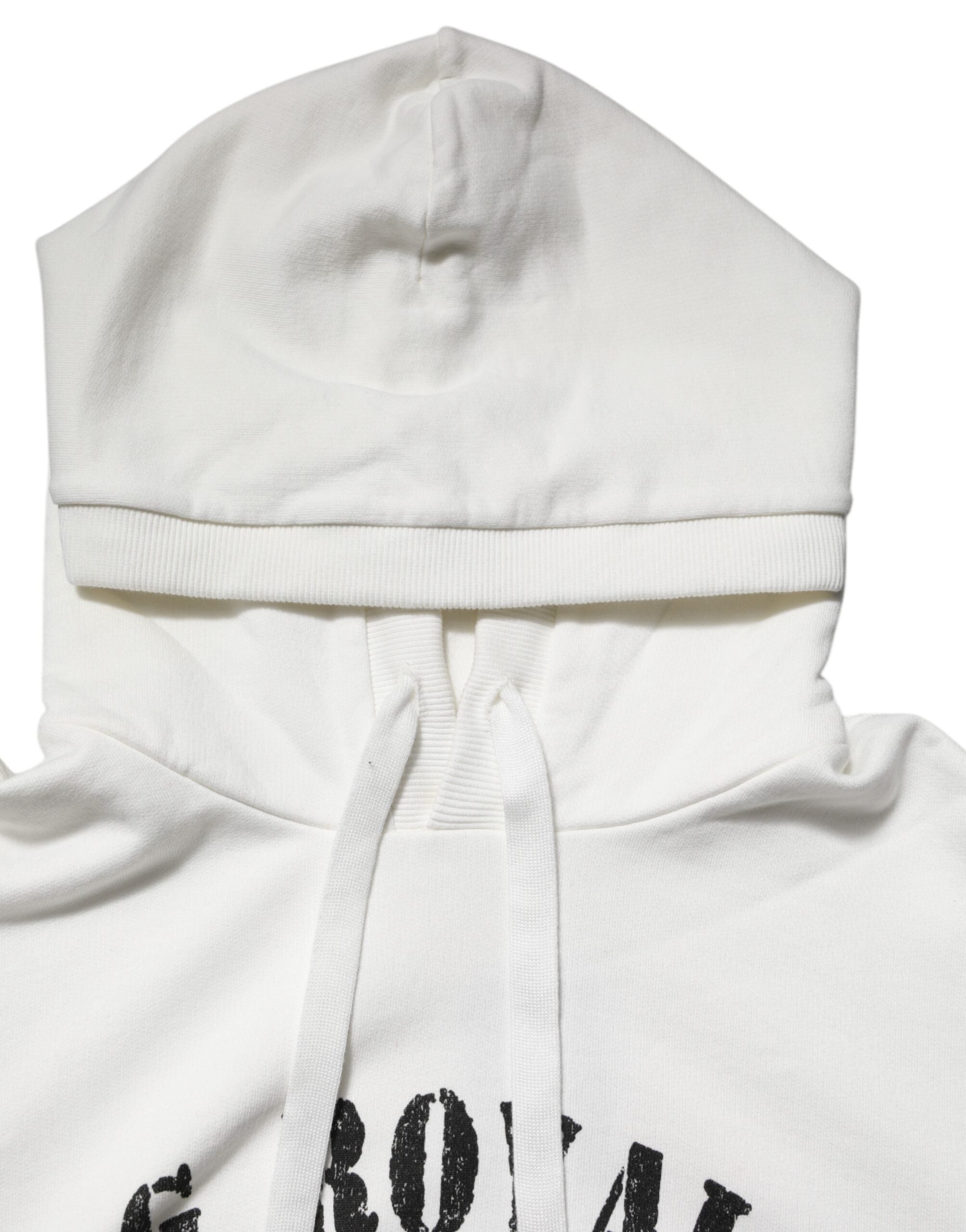 Dolce & Gabbana Weißer Kapuzenpullover aus Baumwolle DG ROYAL Print
