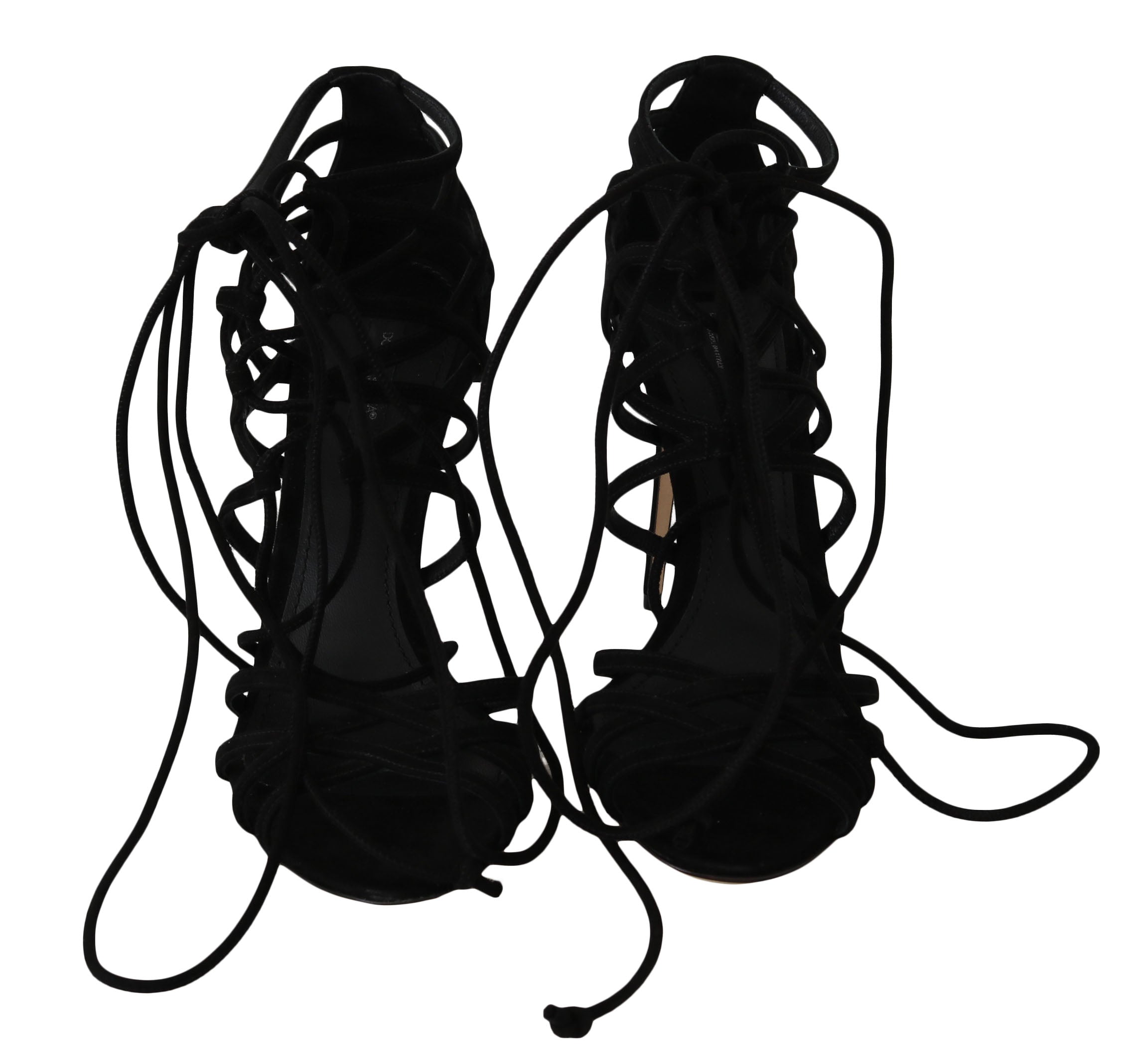 Dolce & Gabbana Schwarze Wildleder Riemen Stilettos Sandalen