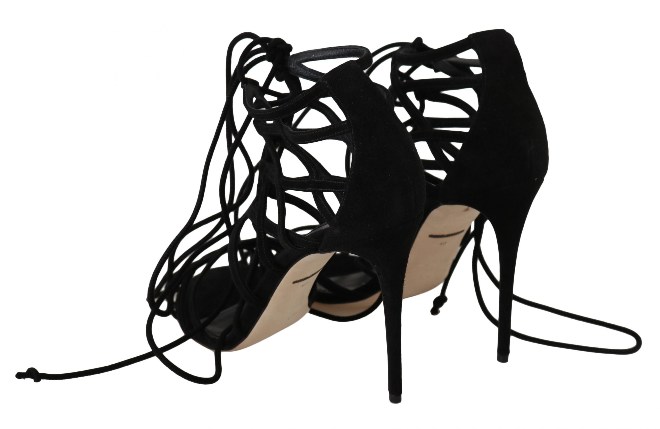 Dolce & Gabbana Schwarze Wildleder Riemen Stilettos Sandalen