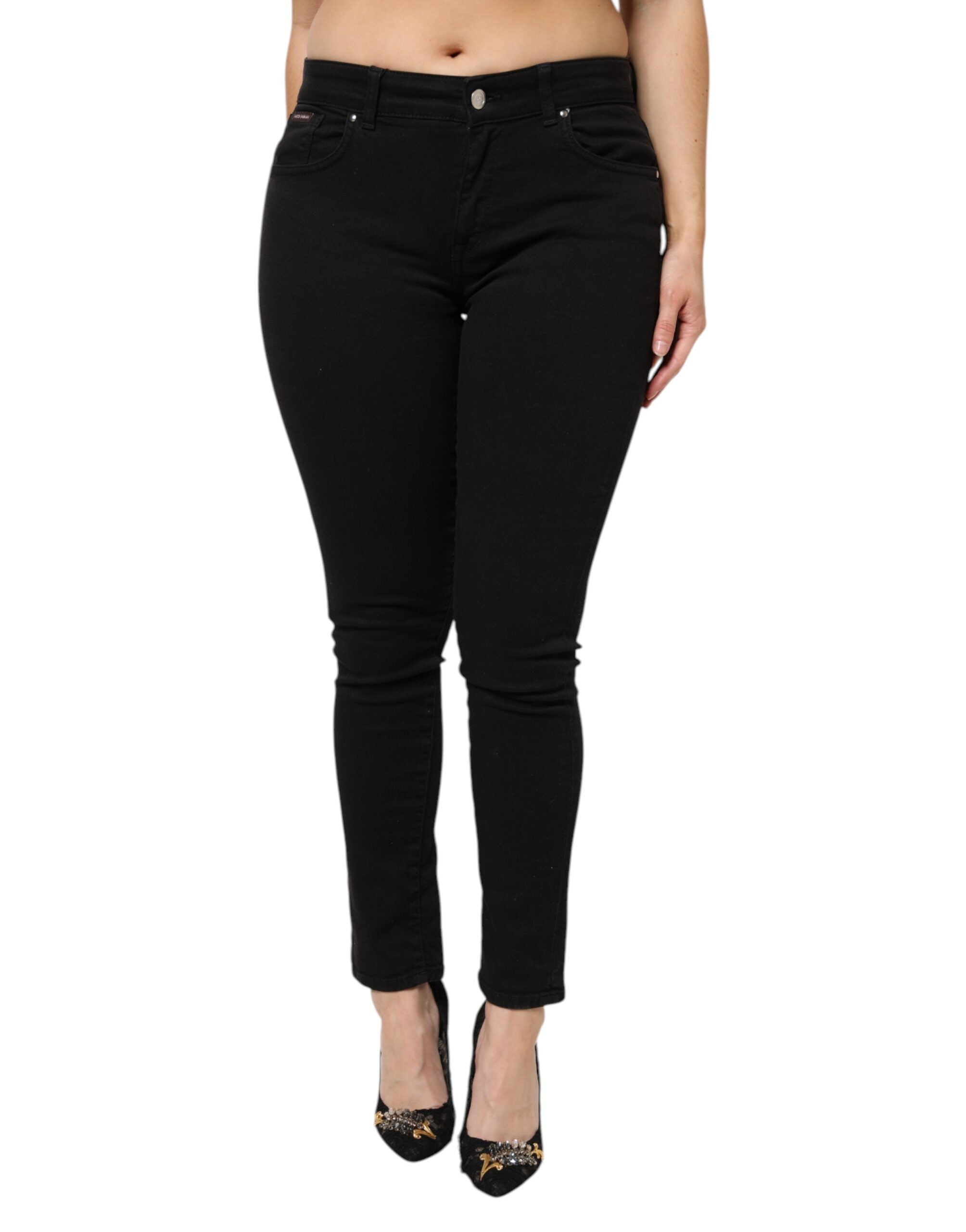 Dolce & Gabbana Schwarze Denim-Jeans mit mittlerer Taille aus Baumwolle