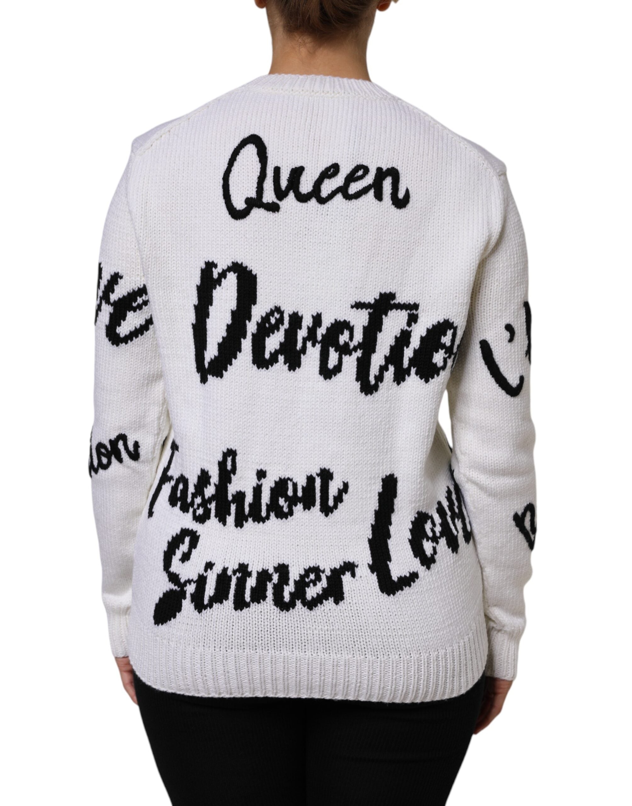 Dolce & Gabbana Weißer Pullover mit Rundhalsausschnitt aus Wolle