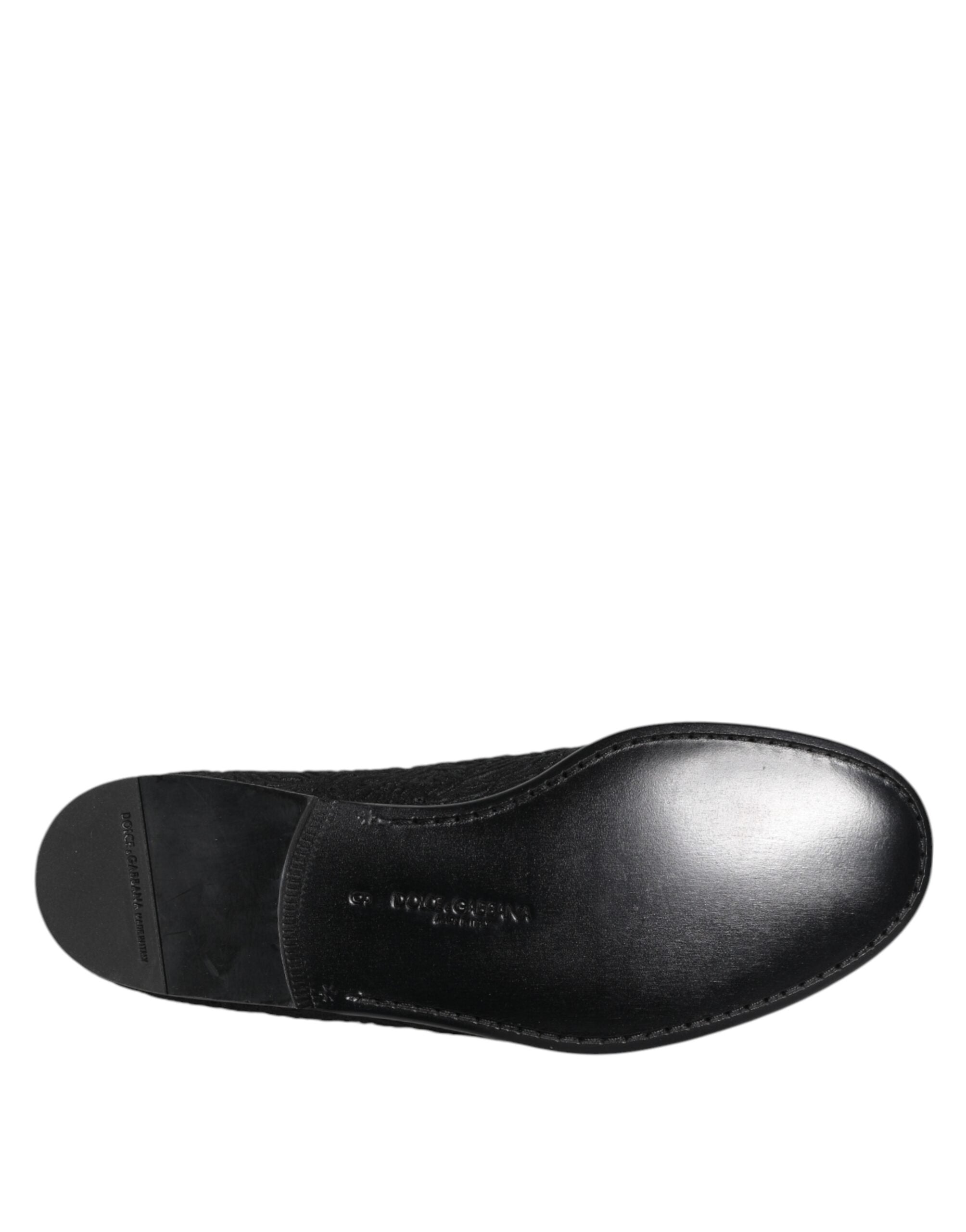 Dolce & Gabbana Schwarze Jacquard Slipper Formelle Schuhe